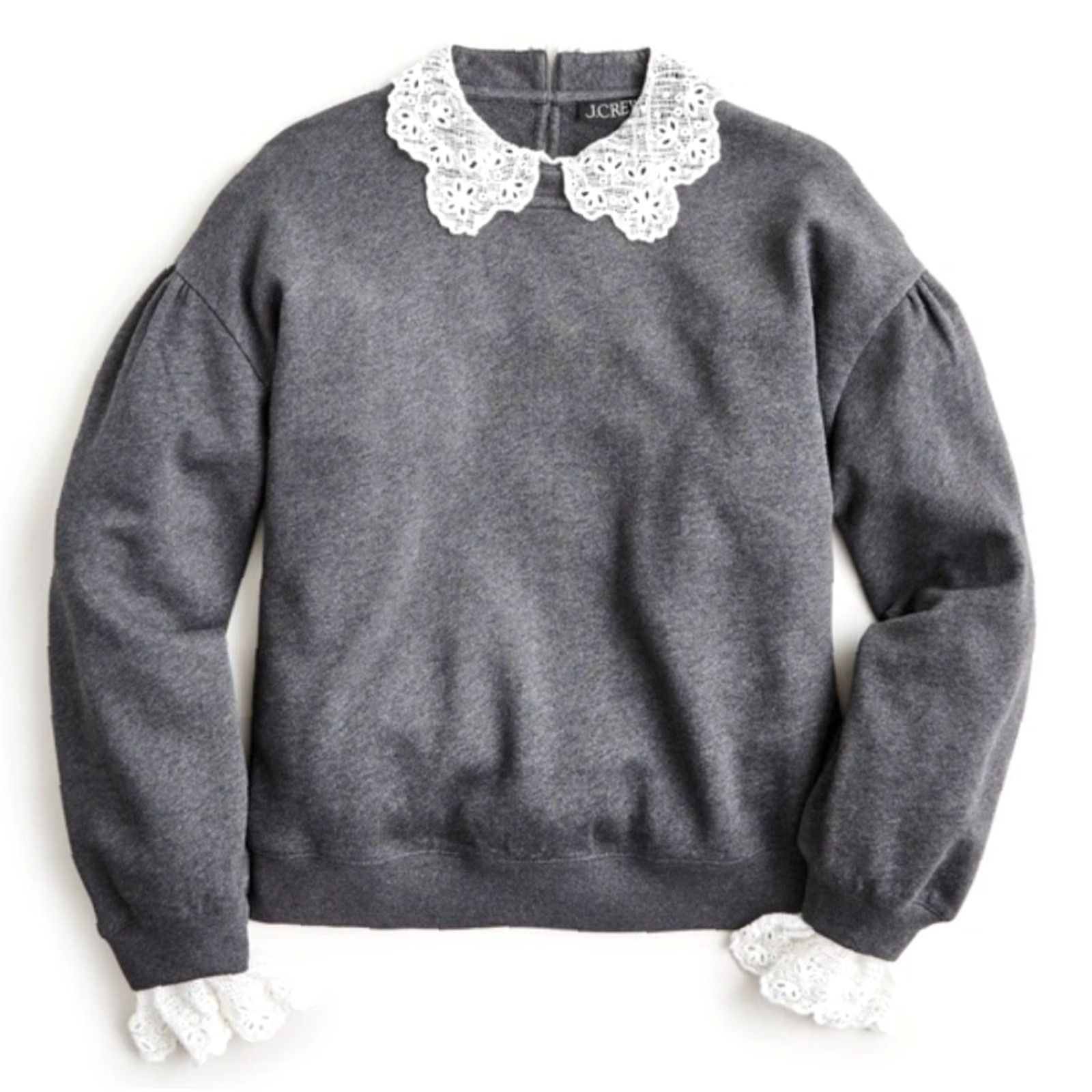J.Crew J.CREW Lace Collared Sweatshirt Dark Gray XS Sweatshirt Womens Pullover Collared Lace 90s? Size XS / US 0-2 / IT 36-38 - 2 Thumbnail