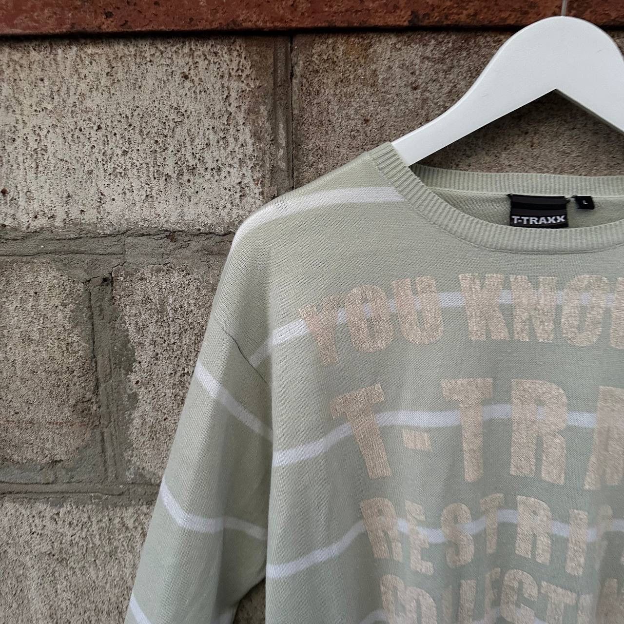 RAEY Vintage Japanese Knit Sweater T-Traxx Y2K Punk Rave Band 00s Size US L / EU 52-54 / 3 - 7 Thumbnail