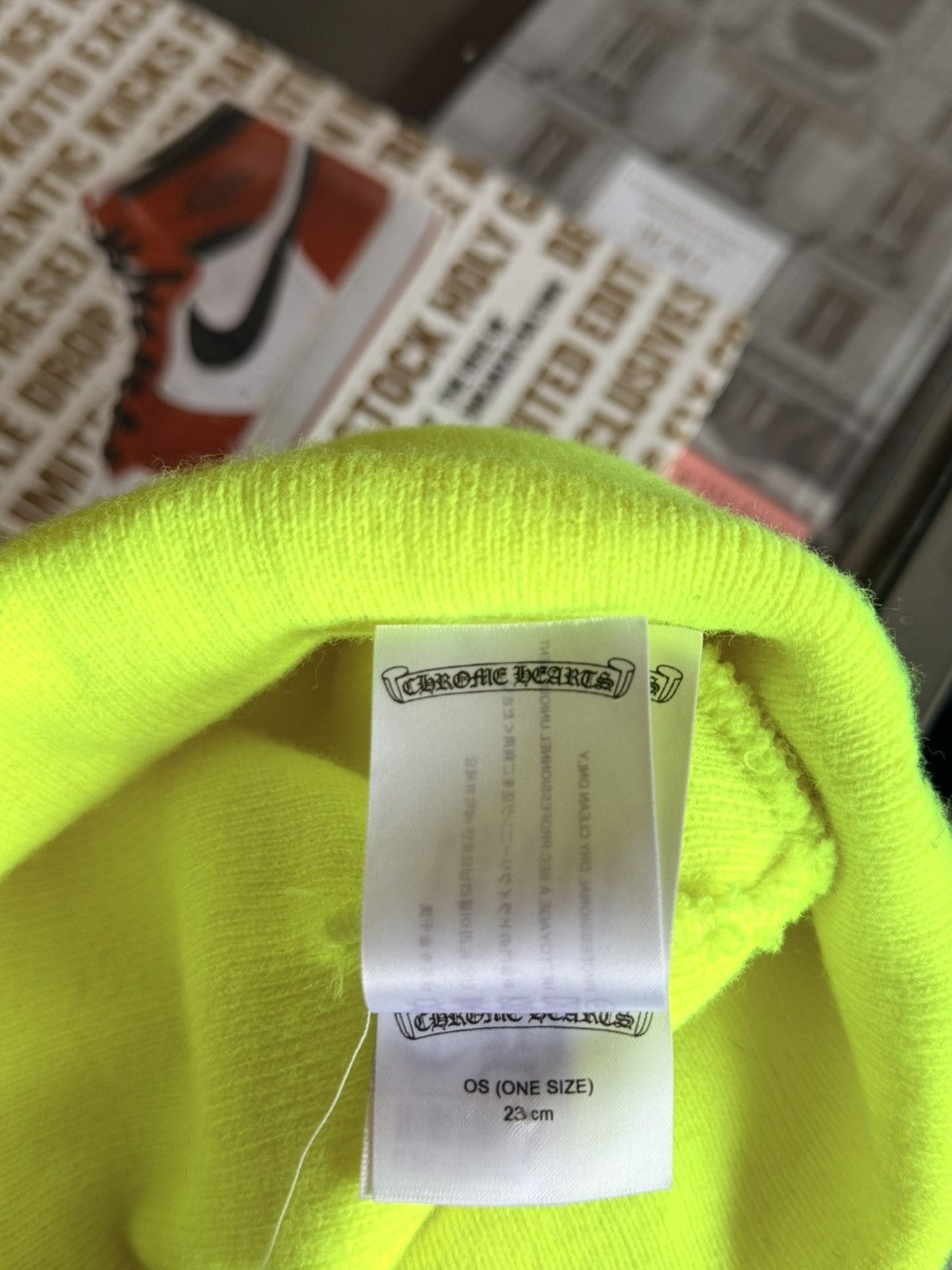 Chrome Hearts Lime Green Triple Cross Beanie Size ONE SIZE - 6 Thumbnail