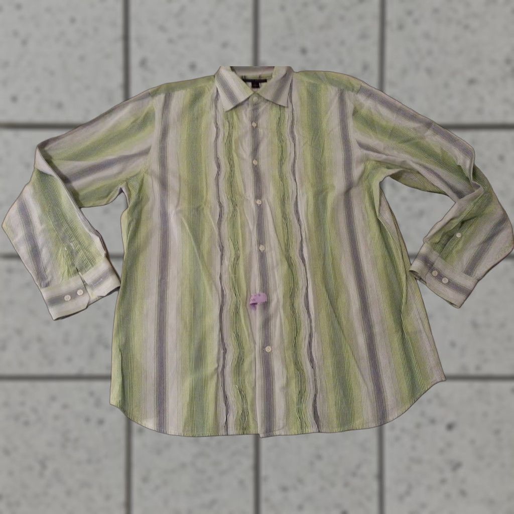 Banana Republic Mens Banana Republic Dress Shirt L Large Green Cotton Long Button Size 42R - 1 Thumbnail
