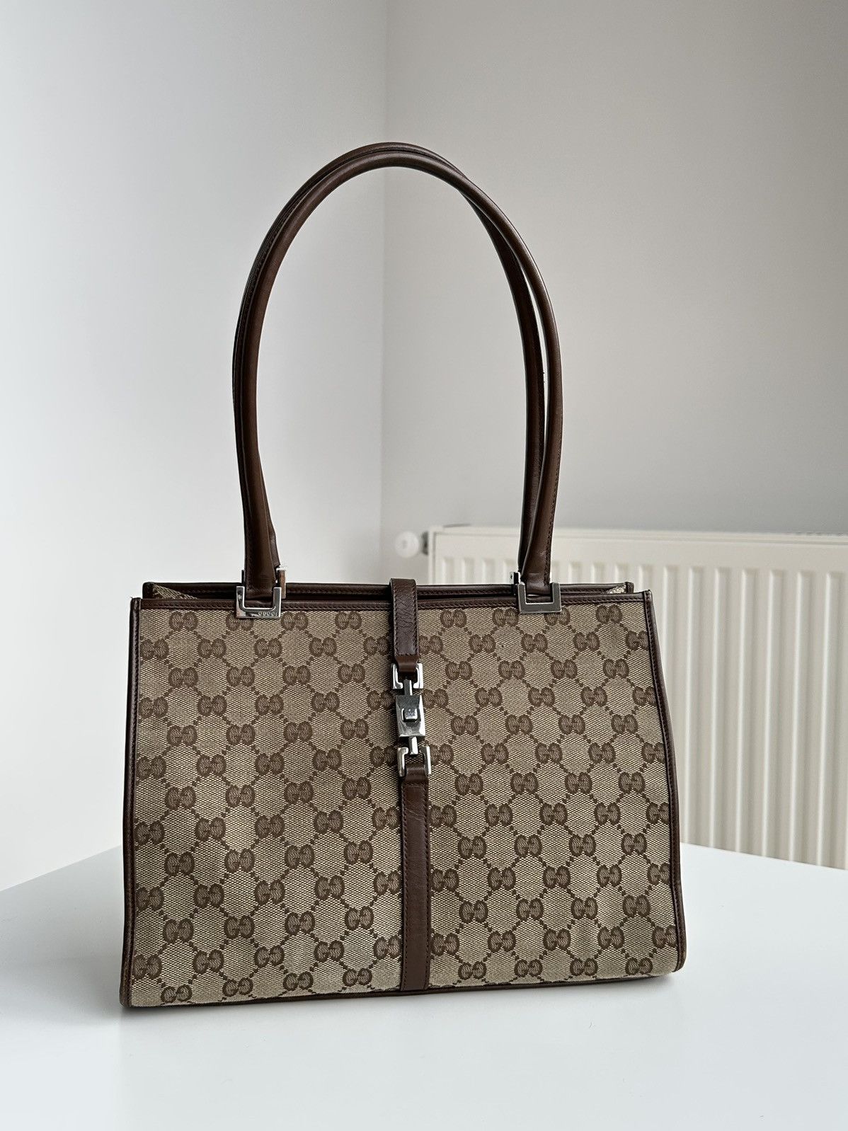 Gucci Monogram Tote Shoulder Bag / 002  1073 in Beige, Women's