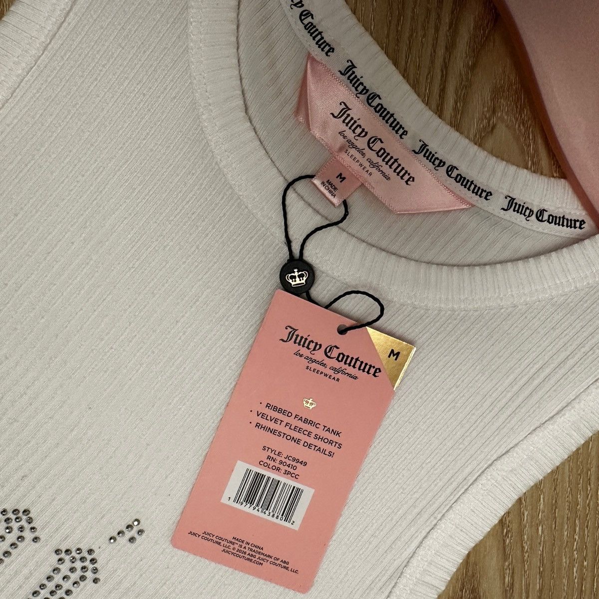 Juicy Couture Juicy Couture 3-Piece Pajama Set White Ribbed Tank Size M Size 28" / US 6 / IT 42 - 4 Thumbnail