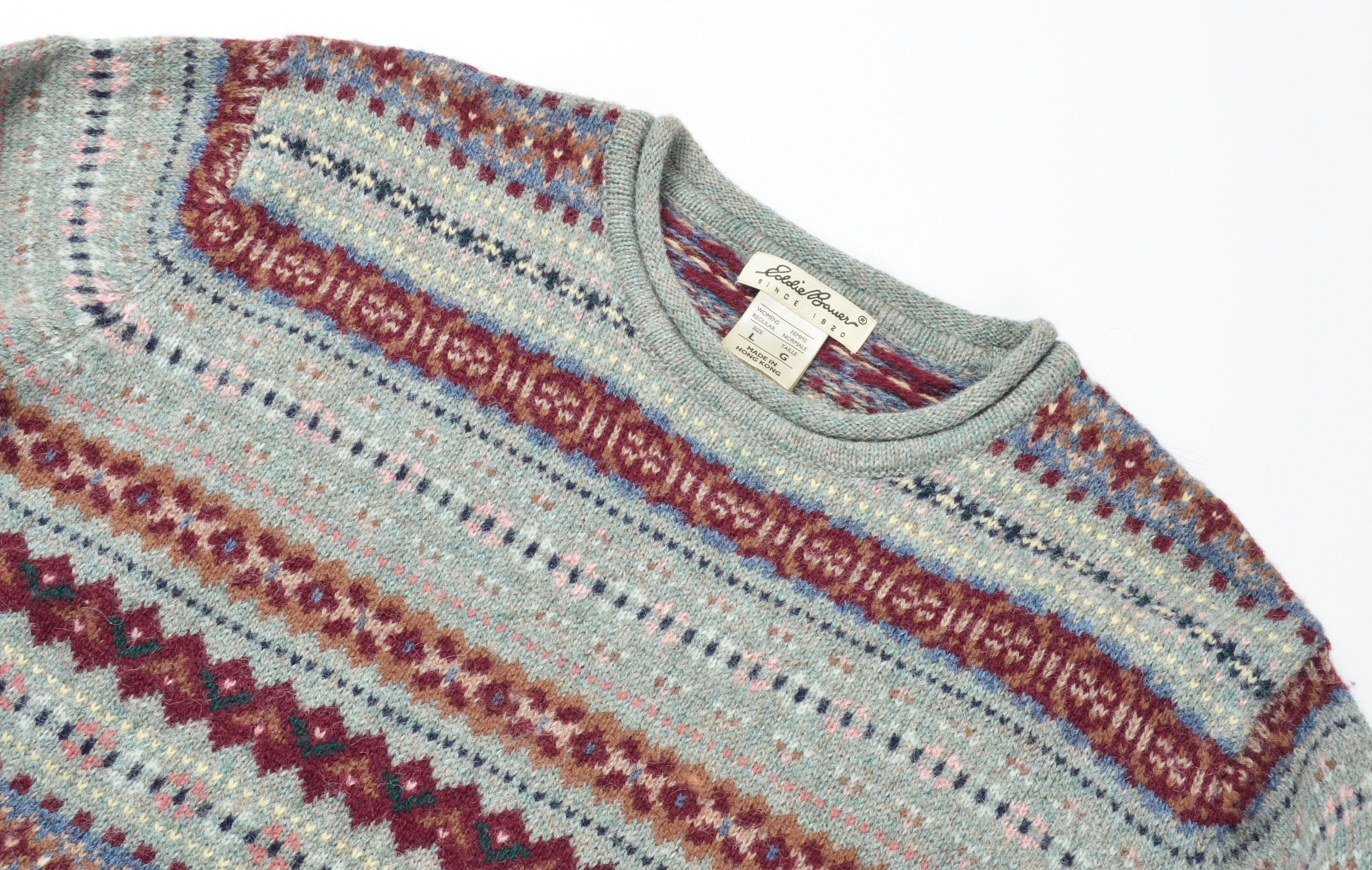 Eddie Bauer Vintage Eddie Bauer 90's Cottagecore Fair Isle Wool Sweater Size L / US 10 / IT 46 - 5 Thumbnail