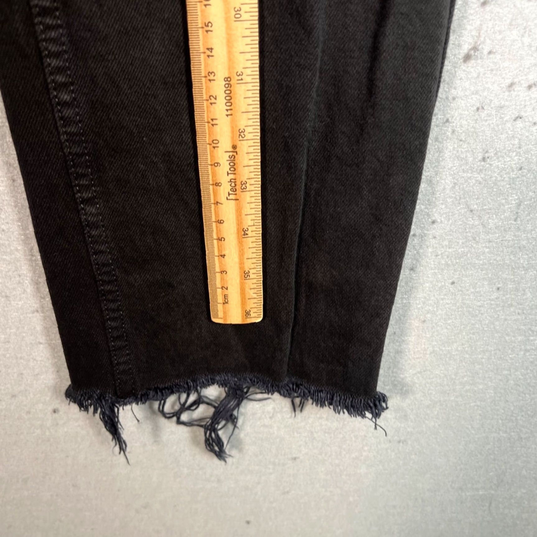 RE/DONE Re/Done Originals Womens 29 Black High-Waist Straight-Leg Jeans W/ Frayed Hem - 5-Pocket Denim Cotton Blend Button Rise High Vintage No Size 29" - 6 Thumbnail