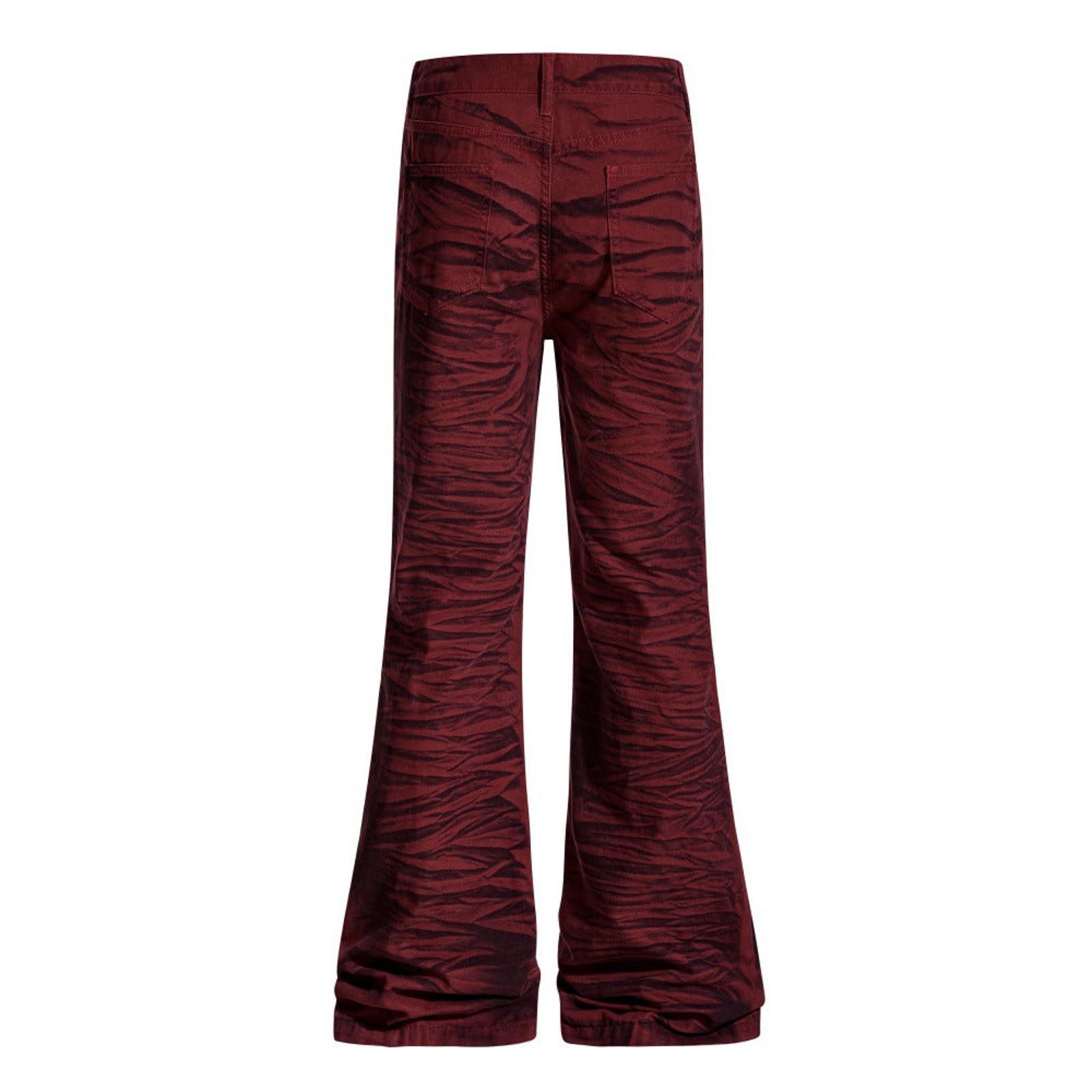 Other Red Flared Tiger Print Stacked Flared Pants Size US 30 / EU 46 - 2 Thumbnail