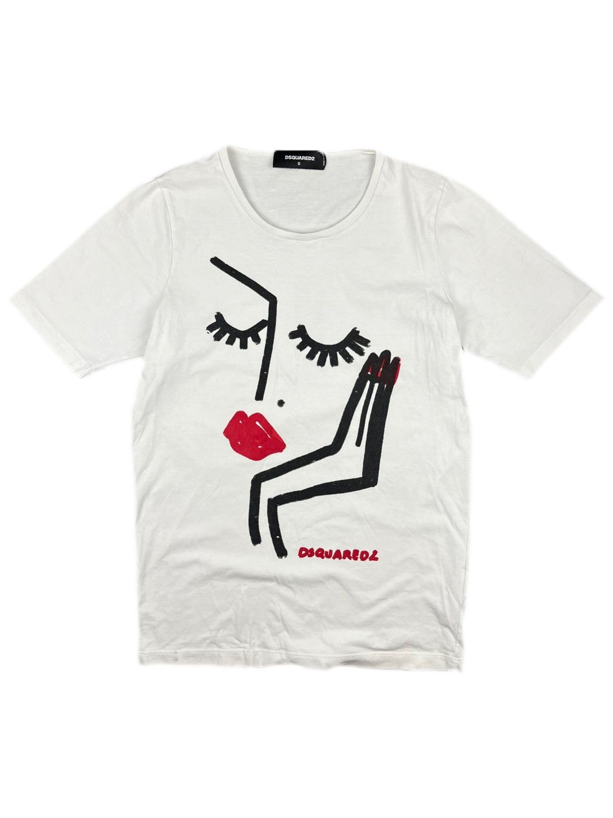 Dsquared2 SS16 Dsquared2 Big Logo Abstract Face Art Print T-Shirt Y2K Size S / US 4 / IT 40 - 1 Thumbnail