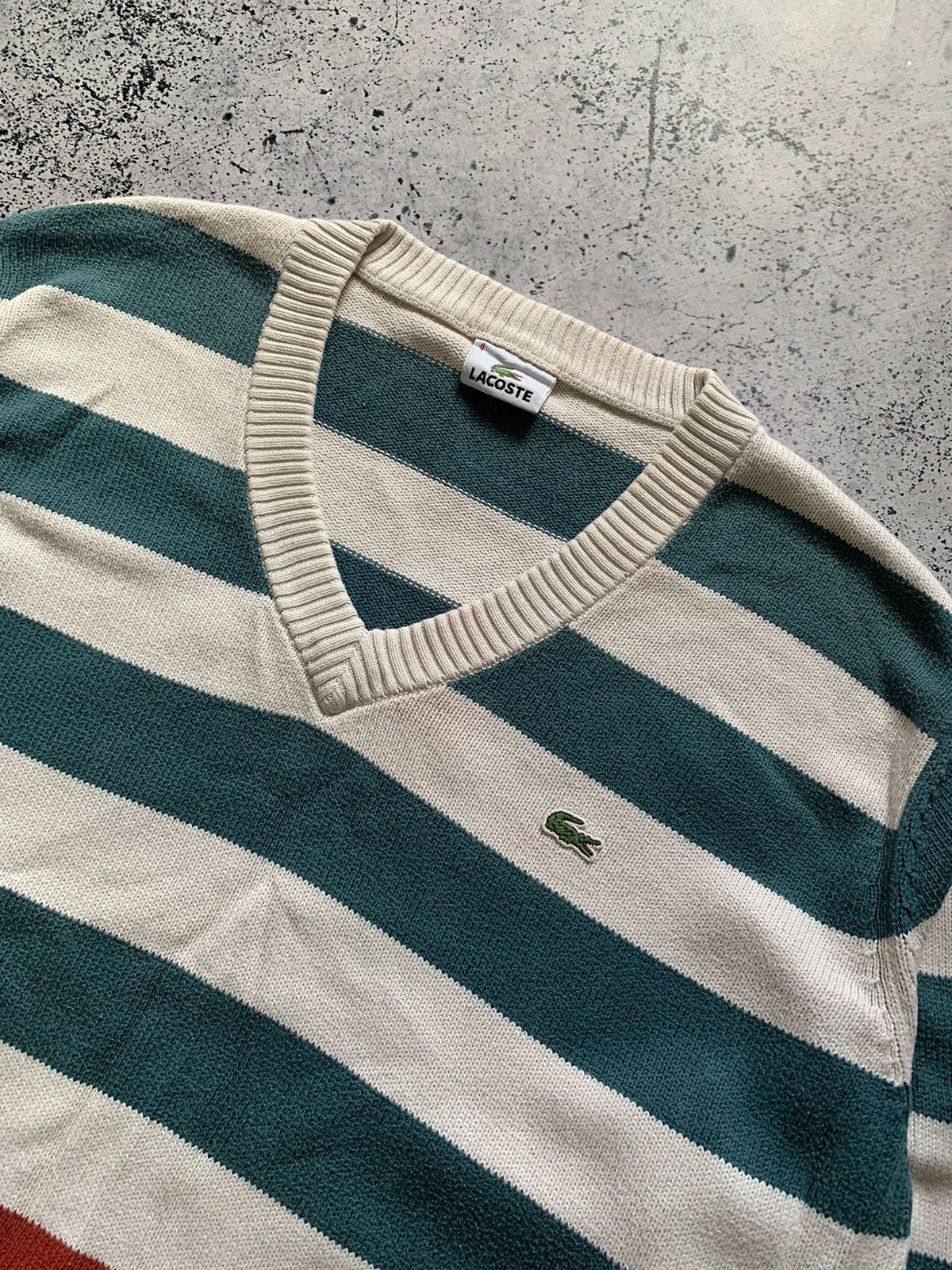 Lacoste × Vintage Vintage Lacoste V-neck Striped Sweaters Knitwear Y2K USA Size US L / EU 52-54 / 3 - 2 Thumbnail