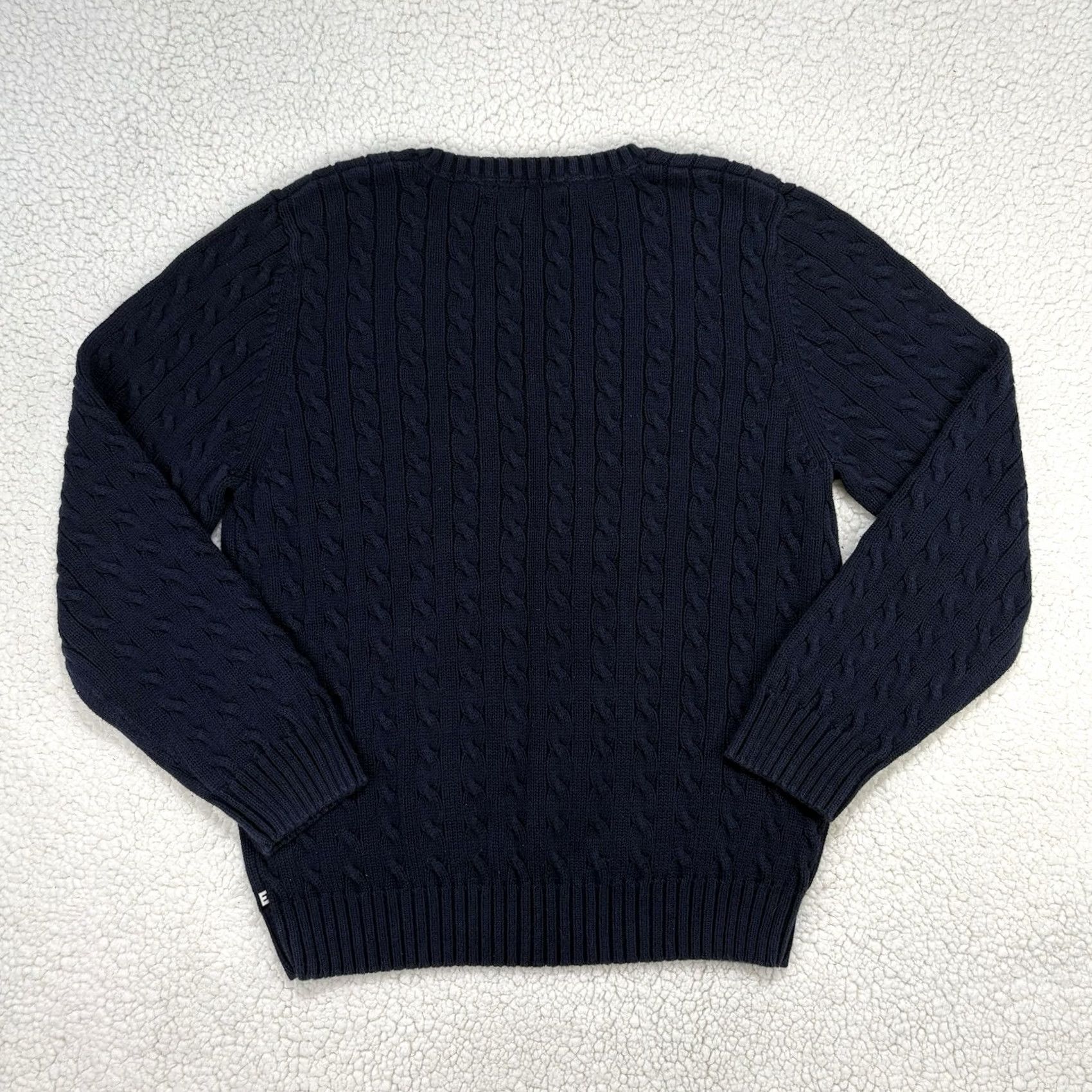Tommy Hilfiger Tommy Hilfiger Cable Knit Jumper Sweater Mens 2XL Blue Cotton Pullover V-Neck Size US XXL / EU 58 / 5 - 5 Thumbnail