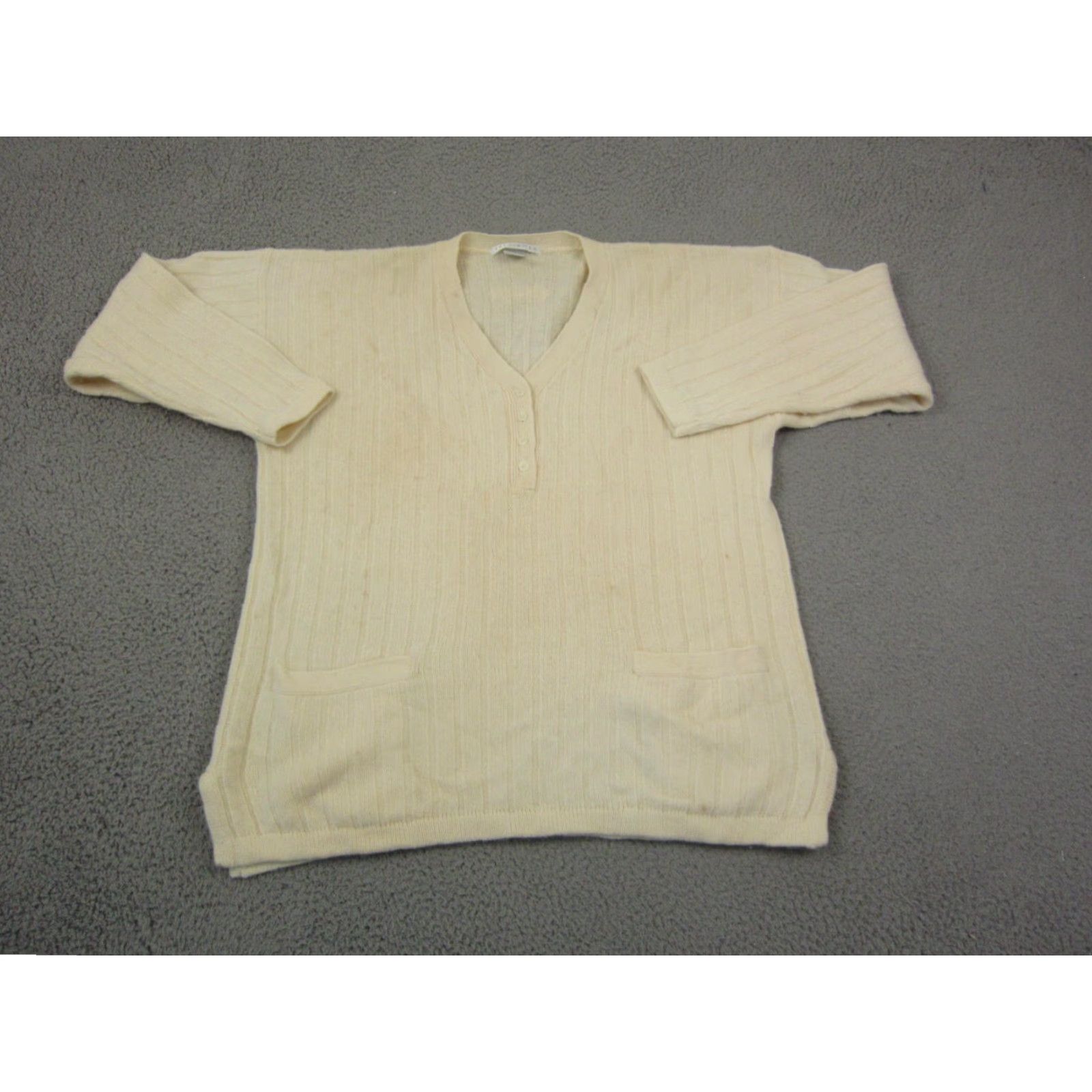 Vintage VINTAGE The Limited Sweater Womens Large Yellow Lambswool Angora Henley 90s Size L / US 10 / IT 46 - 2 Thumbnail