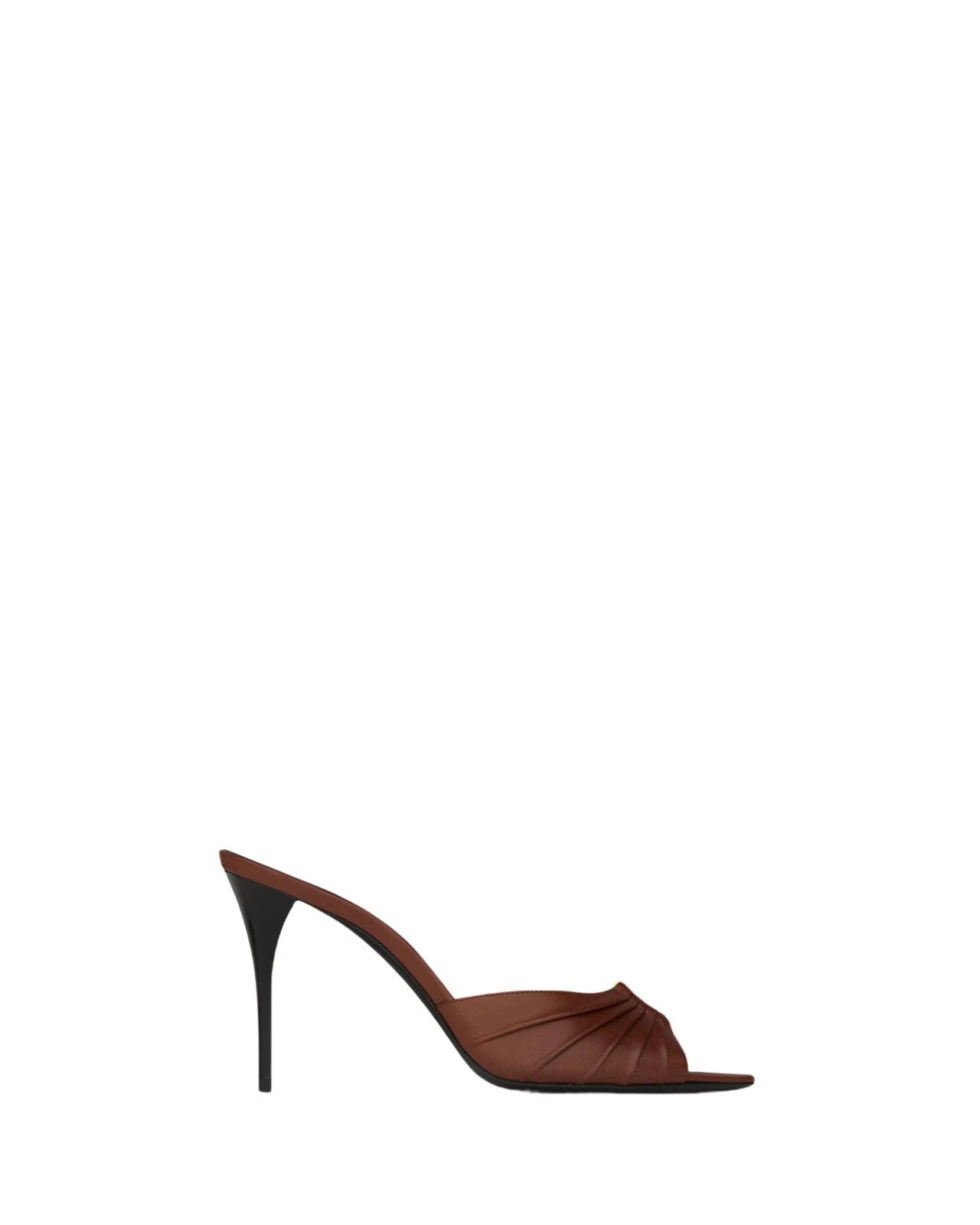 SAINT LAURENT Babylone Aestetic Brown Lthr 90mm Mules
