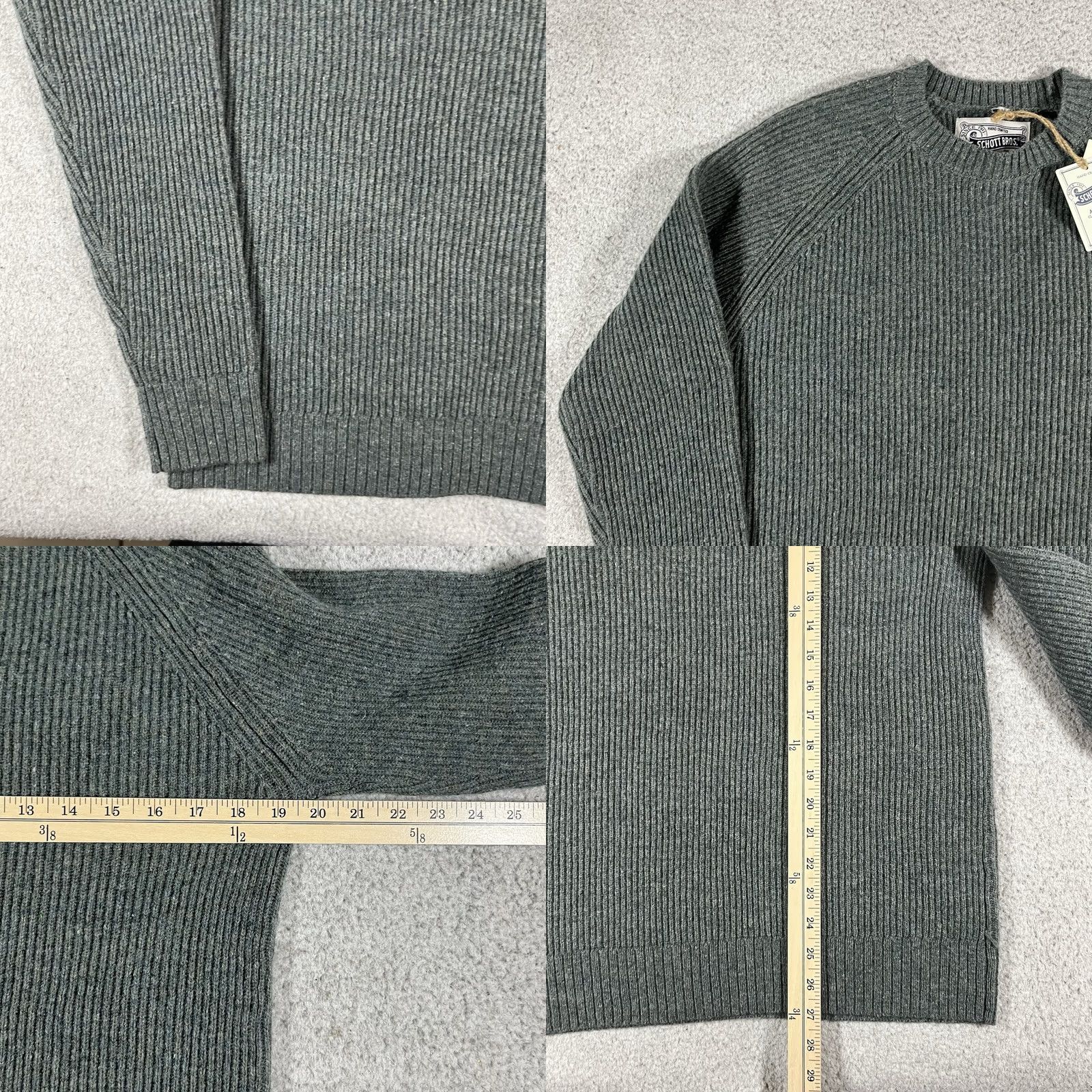 Schott Schott NYC Mens Wool Ribbed Knit Sweater Pullover Crew Neck S Green Winter Fall Classic Army Outdoor Preppy Size US S / EU 44-46 / 1 - 8 Thumbnail