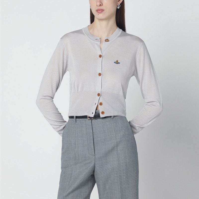 Vivienne Westwood Vivienne Westwood Light Grey Cropped Wool And Silk Cardigan Size M / US 6-8 / IT 42-44 - 1 Thumbnail