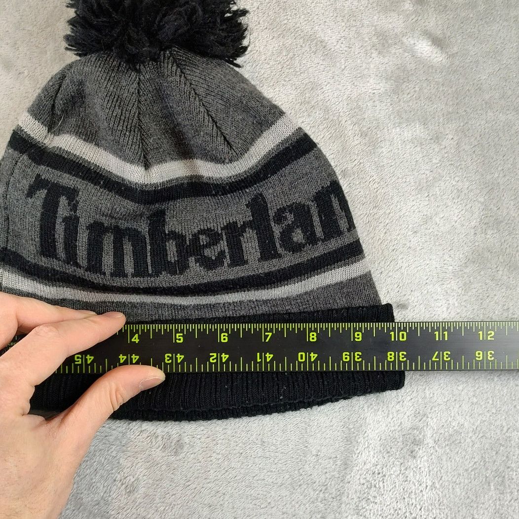Timberland Timberland grey/black logo pom pom winter beanie unisex OS Size ONE SIZE - 4 Thumbnail