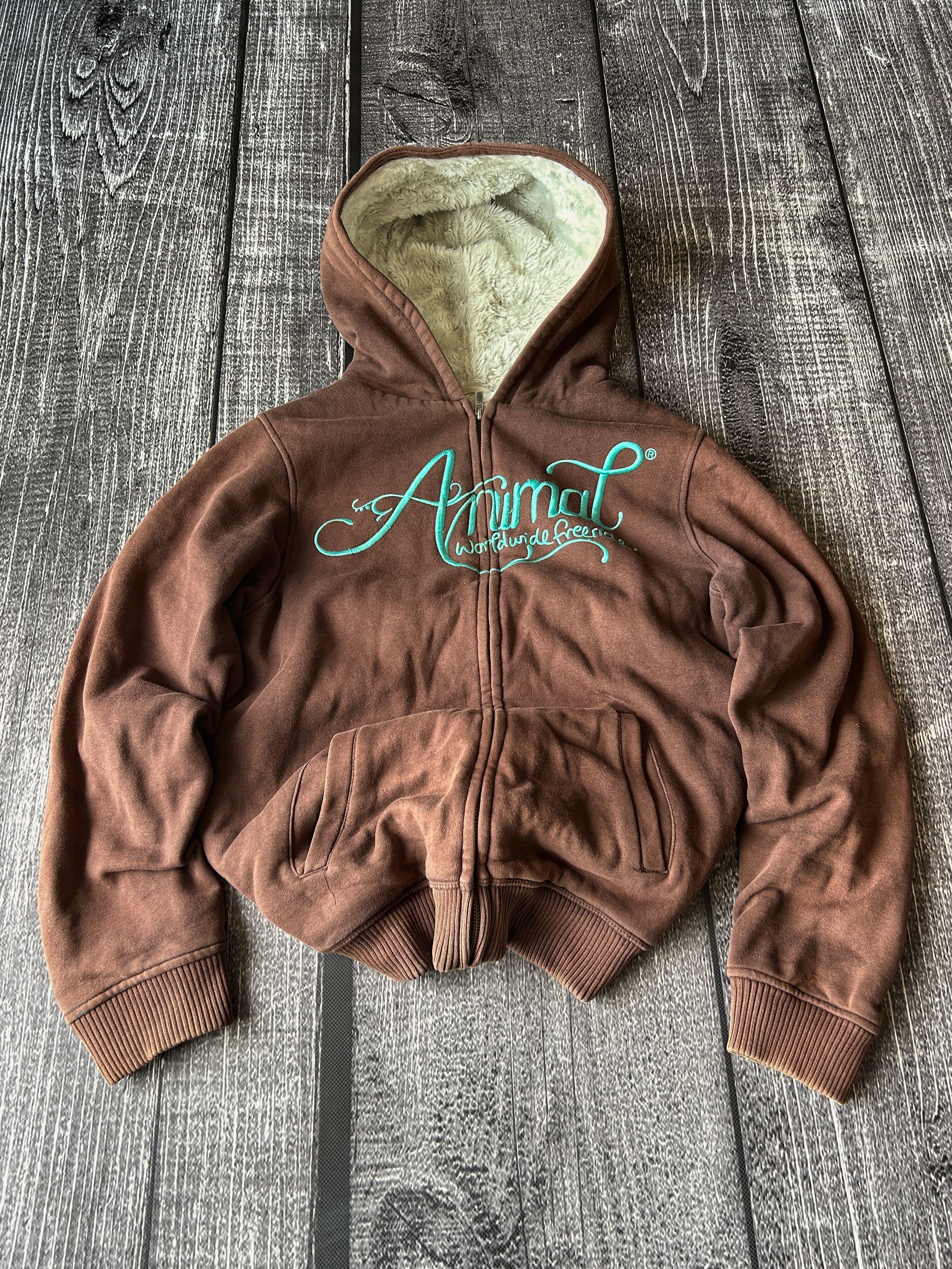 Japanese Brand Animal Hoodie Zip Up Brown Fleece Lined Surf Skate Y2K Size US S / EU 44-46 / 1 - 3 Thumbnail