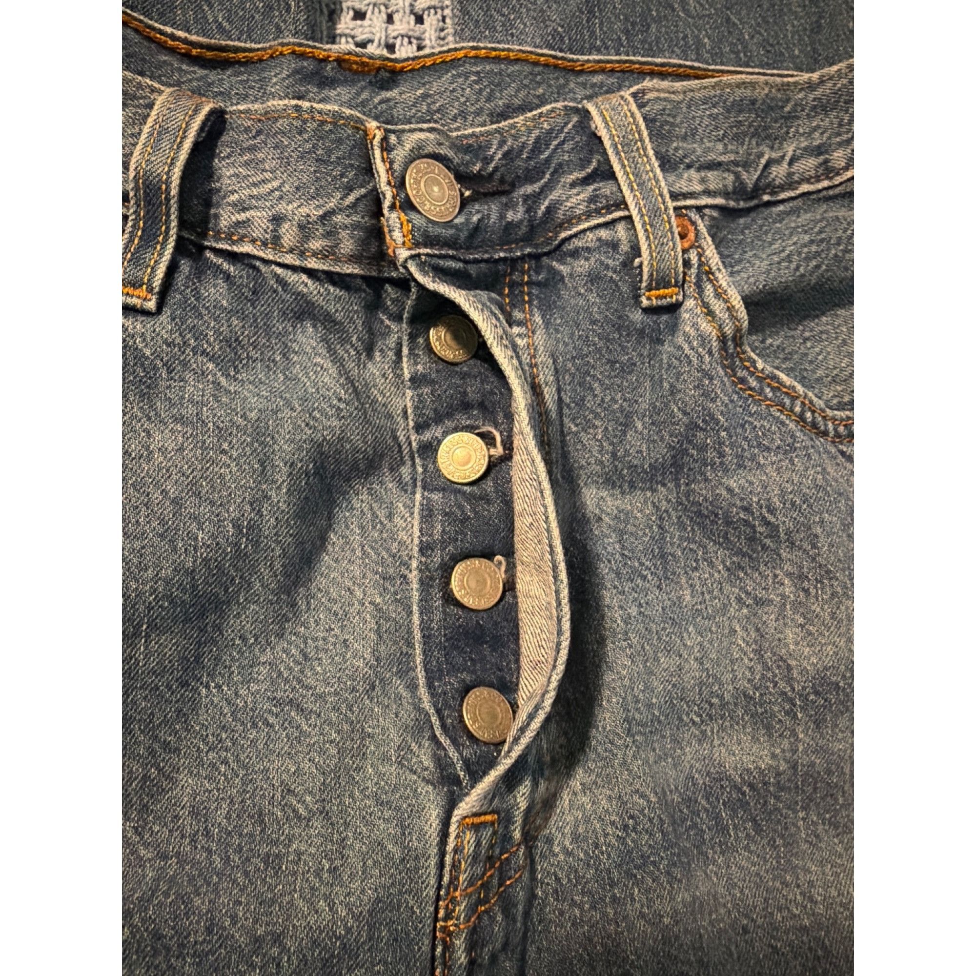 Levi's Levis 501 Button Fly Distressed Blue Denim Jeans Holes Cotto Size US 28 / EU 44 - 4 Thumbnail