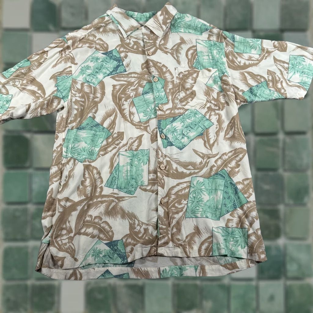 Vintage Caribbean Joe Shirt Mens Large Hawaiian Rayon Palm Print Aloha Spring Casual Size US L / EU 52-54 / 3 - 1 Thumbnail