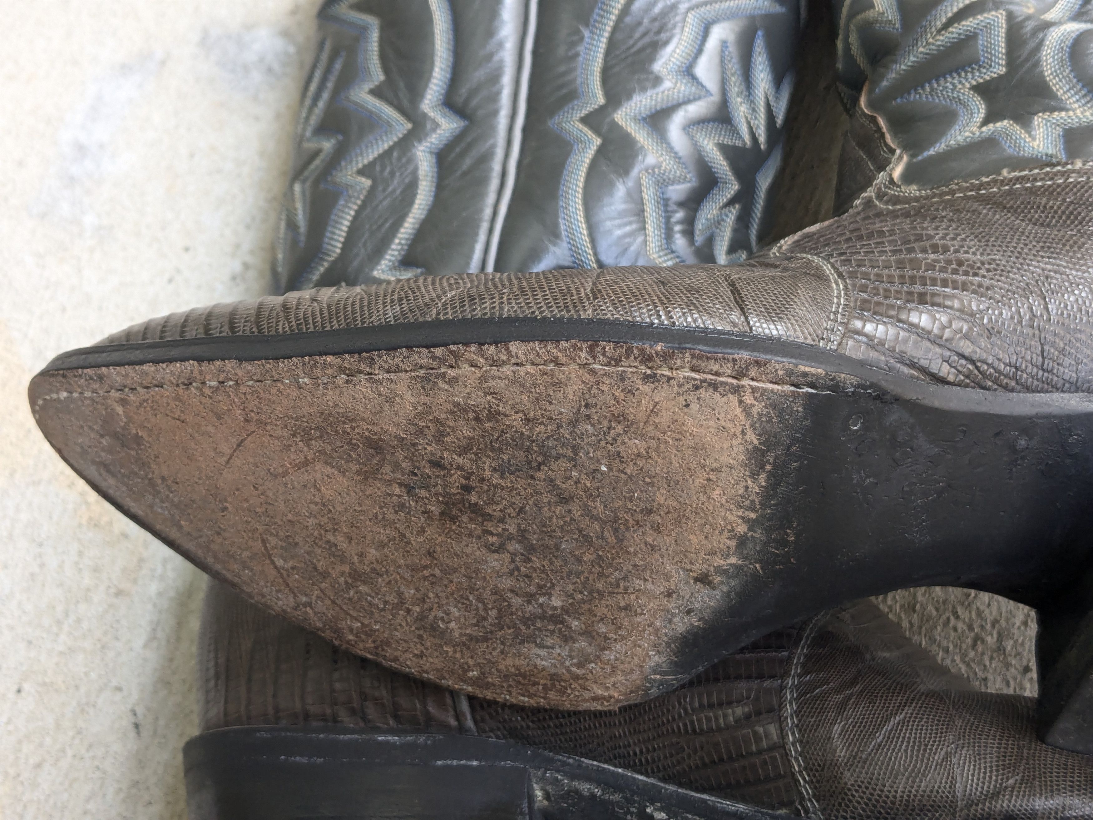 Other Tony Lama Cowboy Boots Lizard Green 9.5 D Leather Gray Size US 9.5 / EU 42-43 - 15 Thumbnail