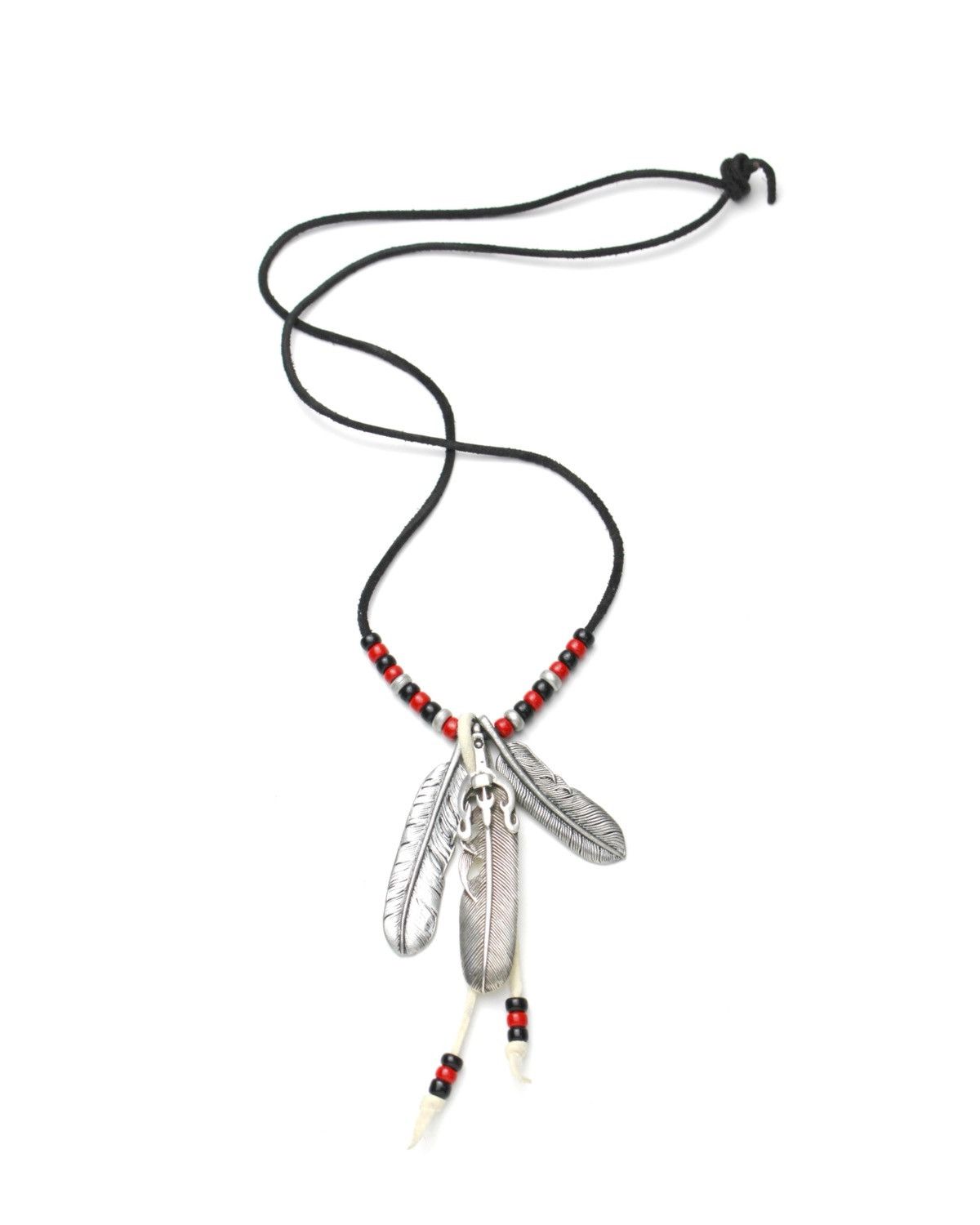 Vintage 2000S JAPANESE MADE SILVER & STEEL FEATHERS BEADED NECKLACE Size ONE SIZE - 2 Thumbnail