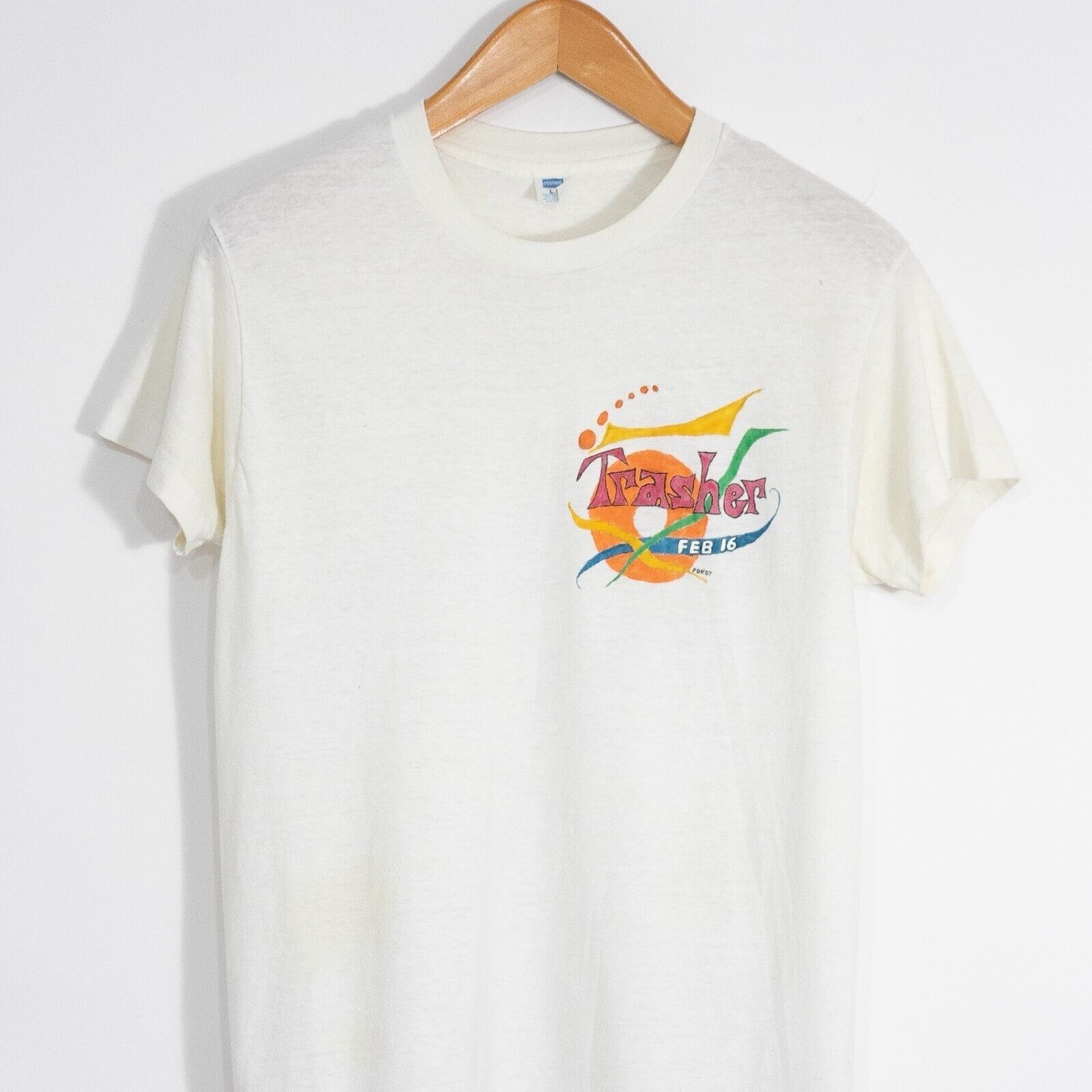Vintage Vintage 80s Trasher T Shirt Medium - Hanes Blank Distressed Size US M / EU 48-50 / 2 - 2 Thumbnail