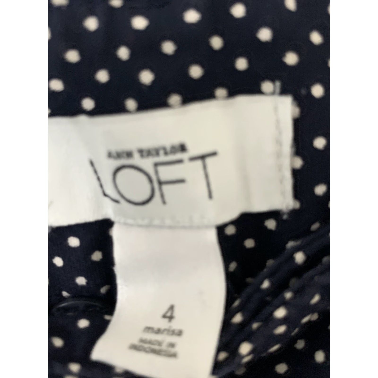 Ann Taylor Women Ann Taylor Loft Pant Navy Polka Dot Wode Leg Cropped Sz 4 Size 27" / US 4 / IT 40 - 4 Thumbnail