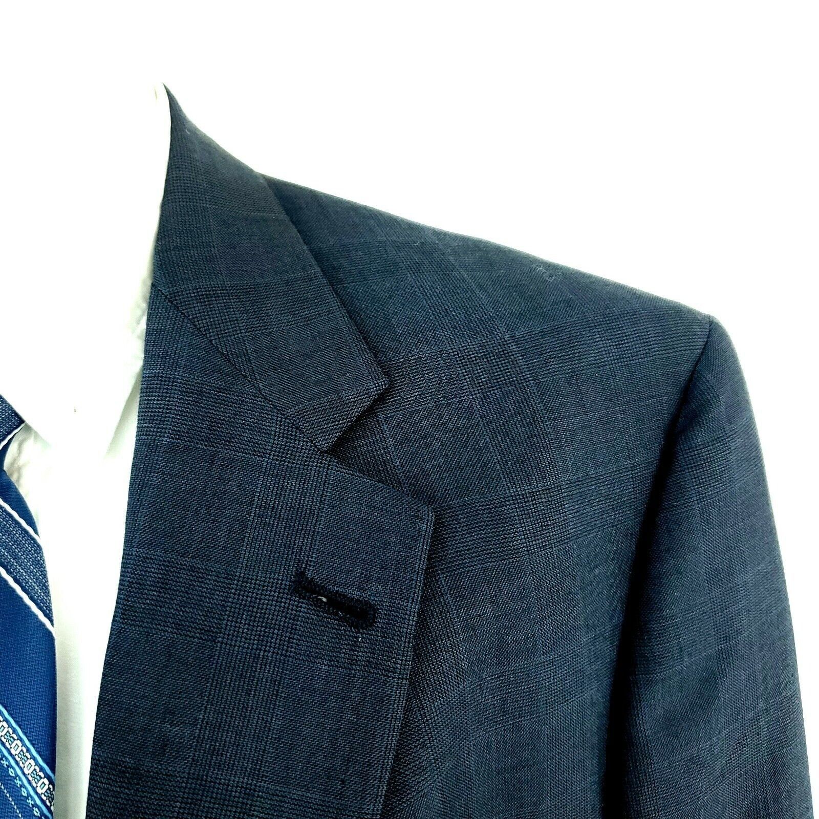Hart Schaffner Marx Hart Schaffner Marx 42L 2 Button Glen Check Blue Wool Blazer Size 42L - 2 Thumbnail