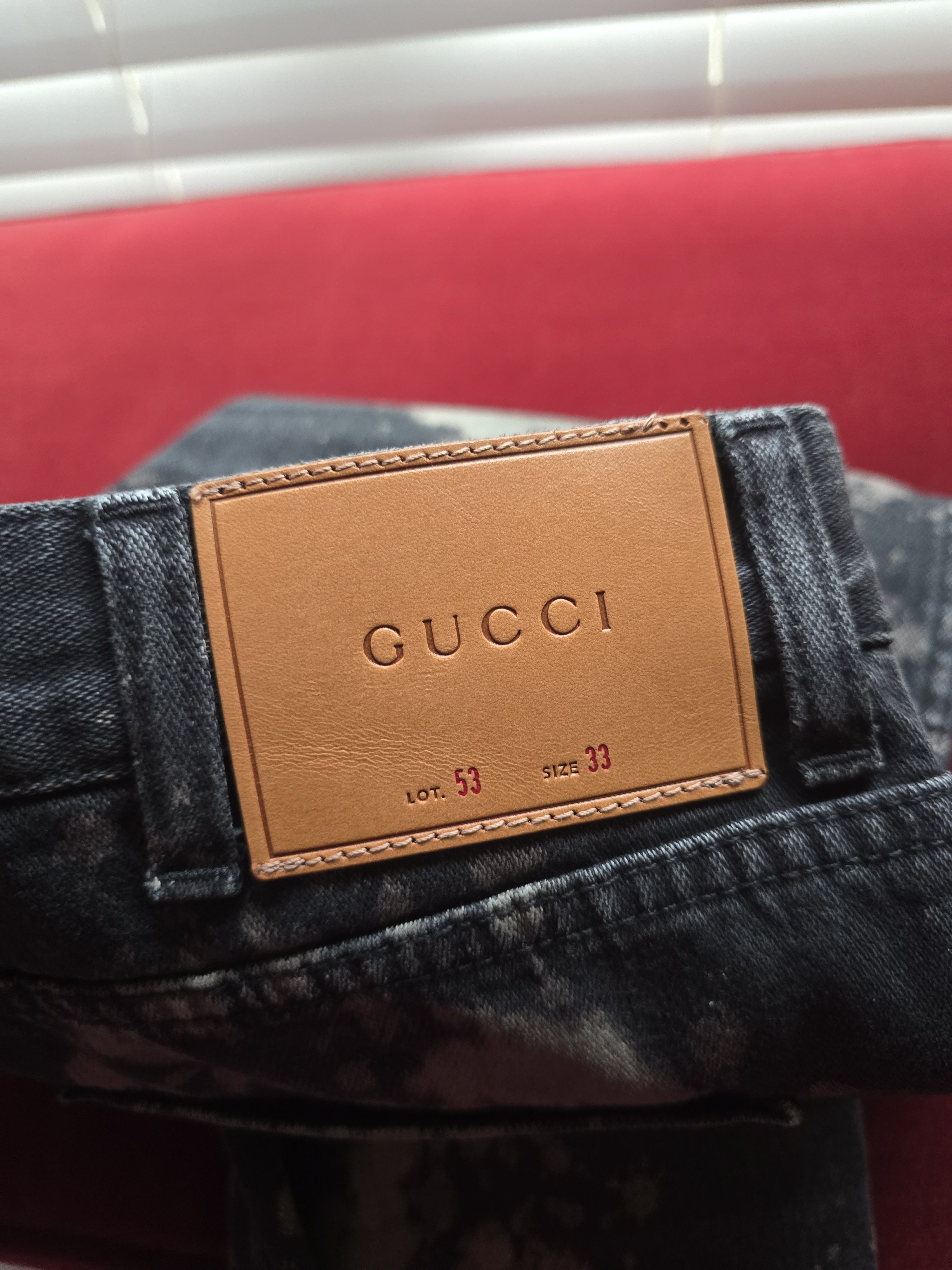 Gucci Gucci Bleached Black Denim Jeans/Beige Splatter Size 33 NWT Size US 33 - 7 Thumbnail
