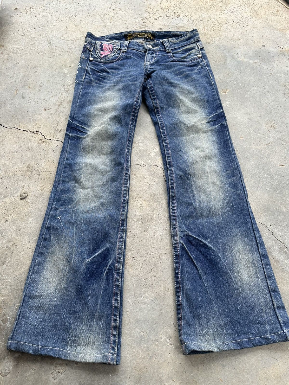 Japanese Brand Red Pepper Butterfly Flare Jeans Size 29" - 2 Thumbnail