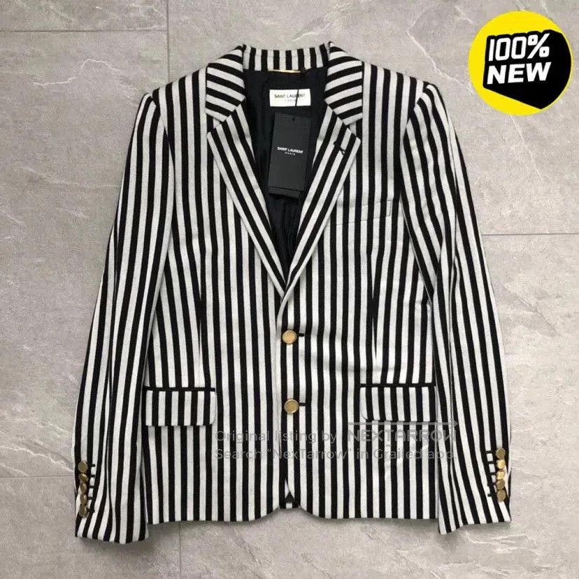 Saint Laurent Paris Saint Laurent Black White Striped Wool Blazer. Size XS / US 0-2 / IT 36-38 - 1 Thumbnail