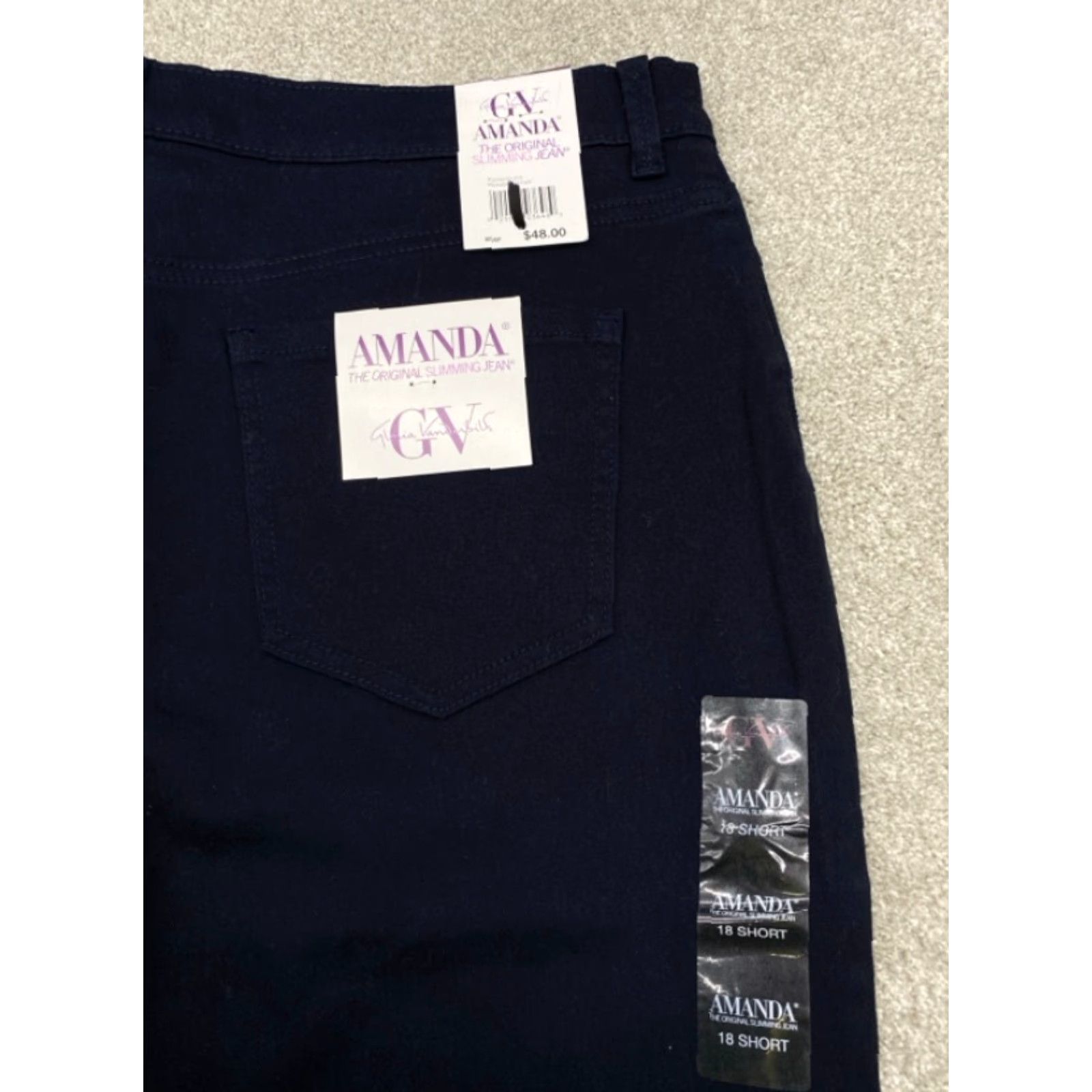 Gloria Vanderbilt VINTAGE Gloria Vanderbilt Amanda Jeans Womens 18S Navy Denim Stretch NEW Size 40" / US 18 - 5 Thumbnail