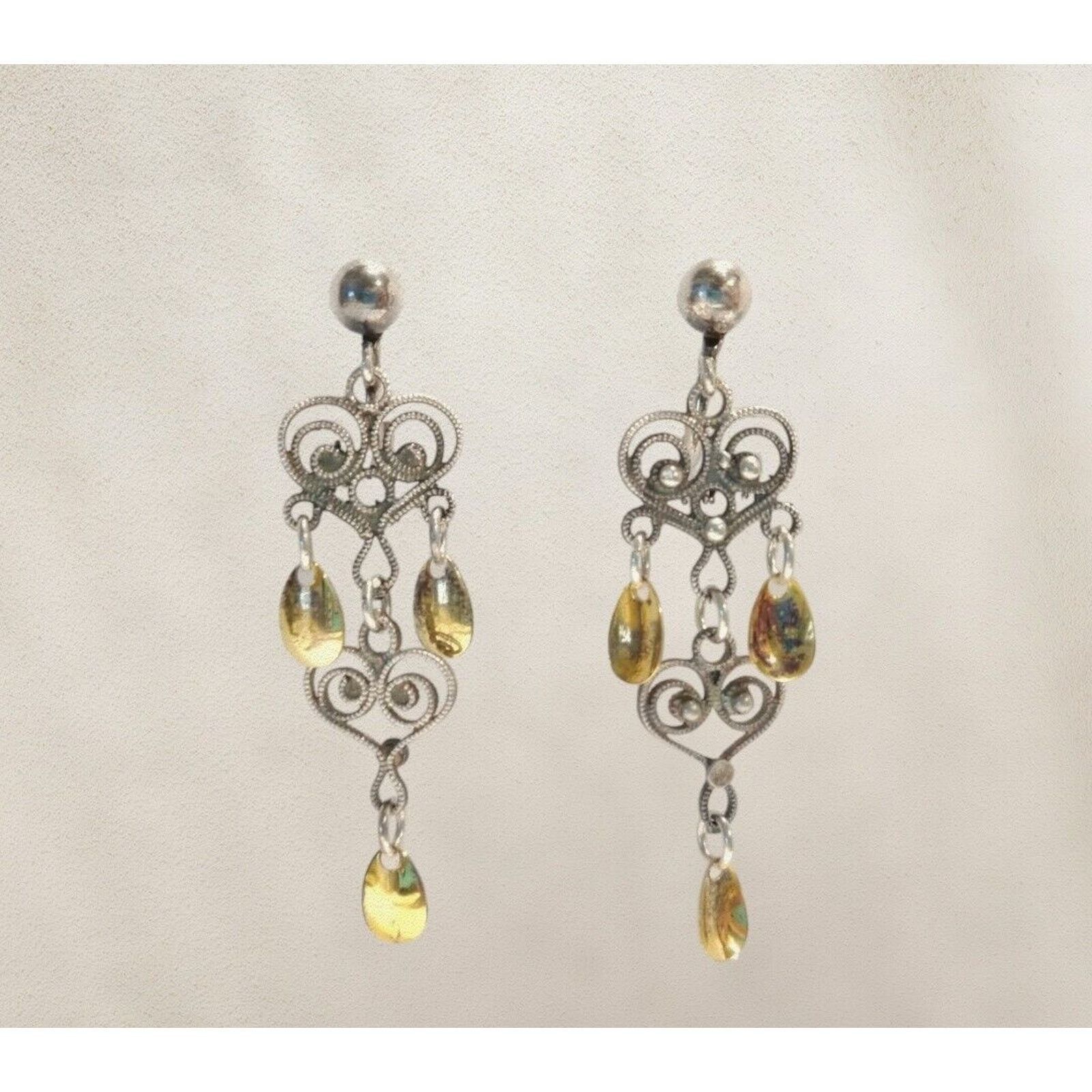 The Unbranded Brand Vintage Norwegian SOLJE Sterling Silver Heart Earrings Size ONE SIZE - 3 Thumbnail