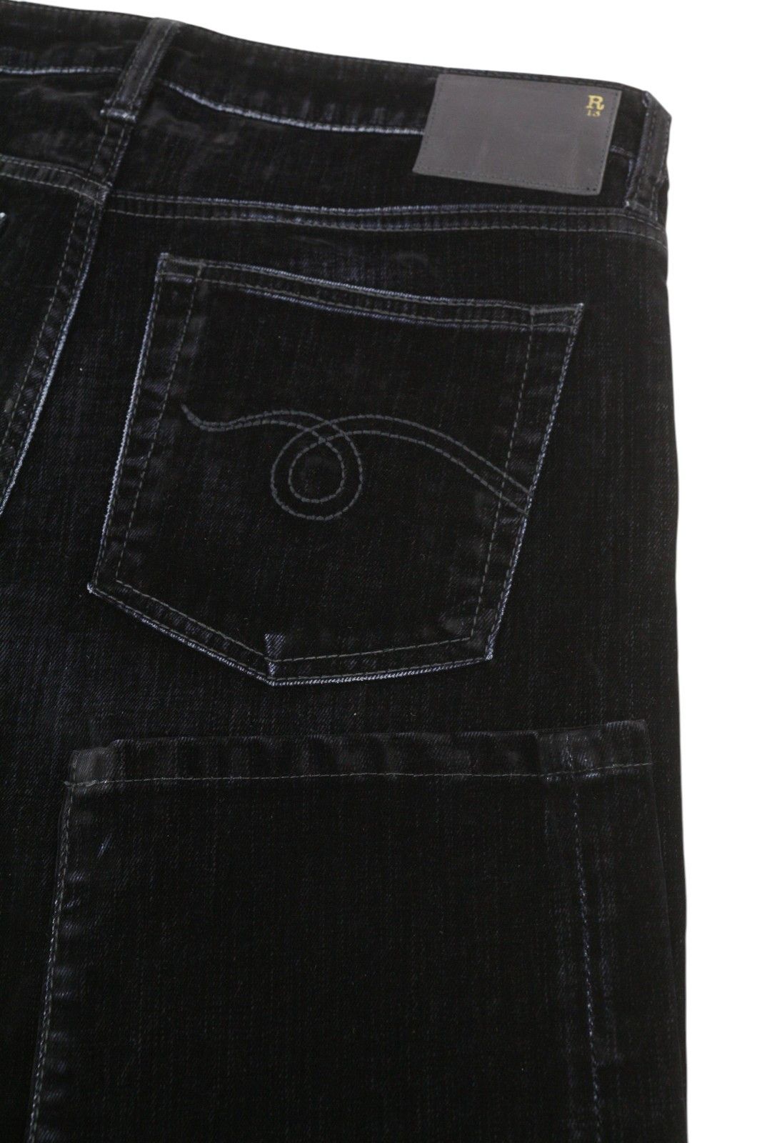 R13 BOY STRAIGHT 27 Flocked Black Velvet Ankle Zip 85813 Size 27" / US 4 / IT 40 - 6 Thumbnail