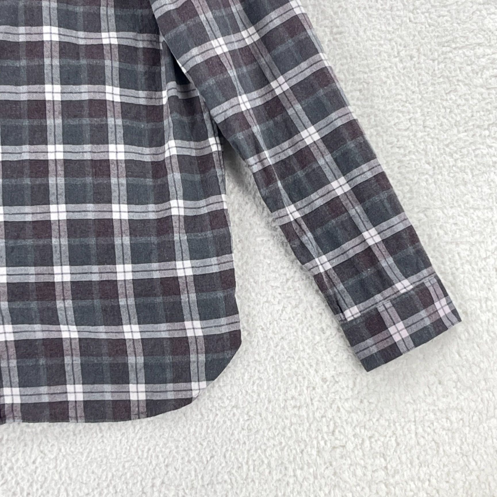 Vince Vince Gray Plaid Button-Up Classic Fit Shirt Mens XL Long Sleeve 100% Cotton Size US XL / EU 56 / 4 - 4 Thumbnail