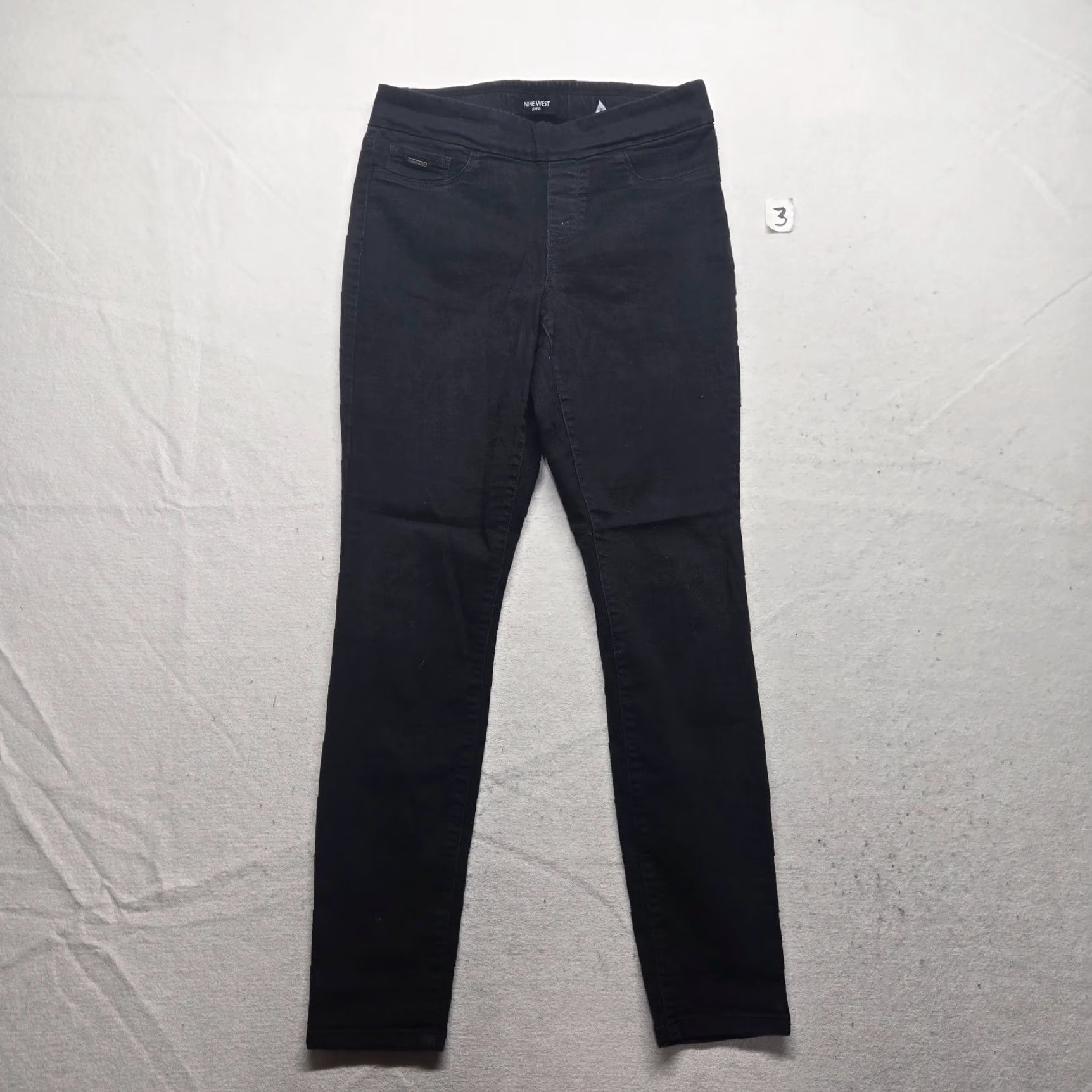 Nine West Nine West Jeans Solid Black Mid Rise Skinny Adult Women Size 8 Denim Cotton Blend 5-Pocket Zipper Stretch Jeans Womens Size 29" - 2 Thumbnail