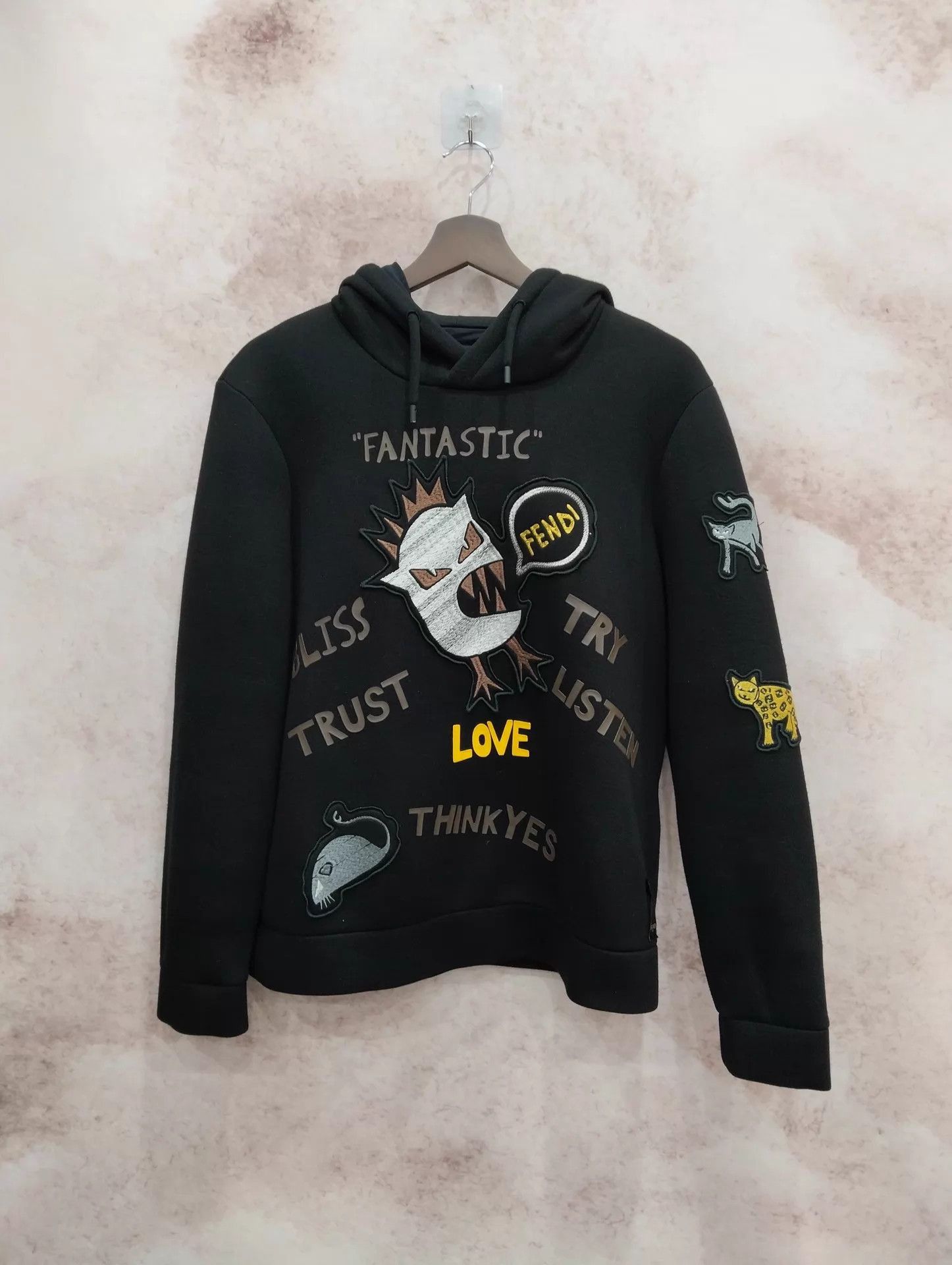 Fendi Black Graphic Print Hoodie with Drawstrings Size US S / EU 44-46 / 1 - 1 Thumbnail
