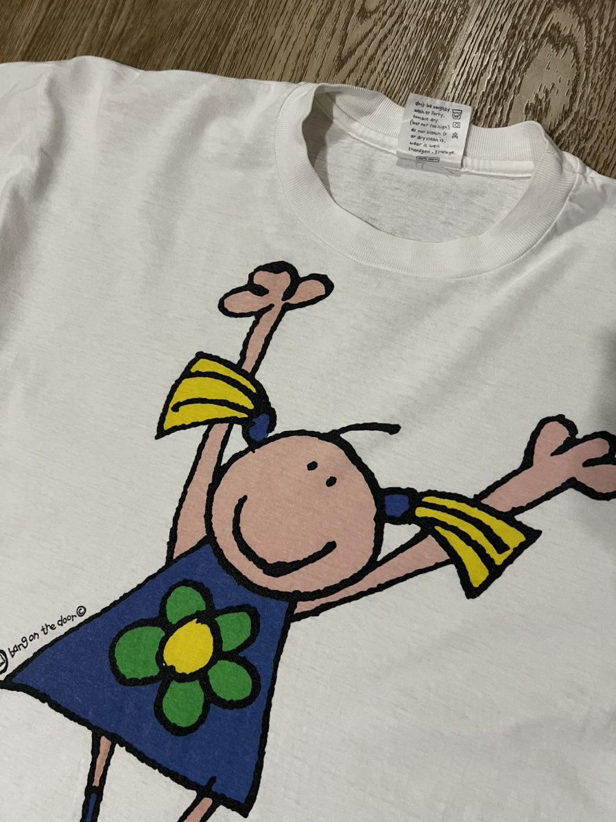 Vintage Vintage Bang On The Door Happy Art Print T shirt Tee Size US XL / EU 56 / 4 - 5 Thumbnail