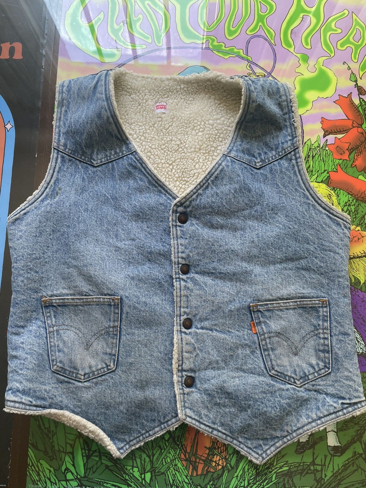 Levi's × Vintage Vintage orange tab fur lined denim Levi’s vest Size US L / EU 52-54 / 3 - 1 Thumbnail
