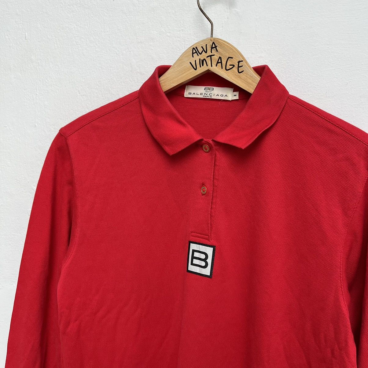 Balenciaga Vintage 90s Balenciaga Polo Shirt L/S Big Logo Size M / US 6-8 / IT 42-44 - 3 Thumbnail