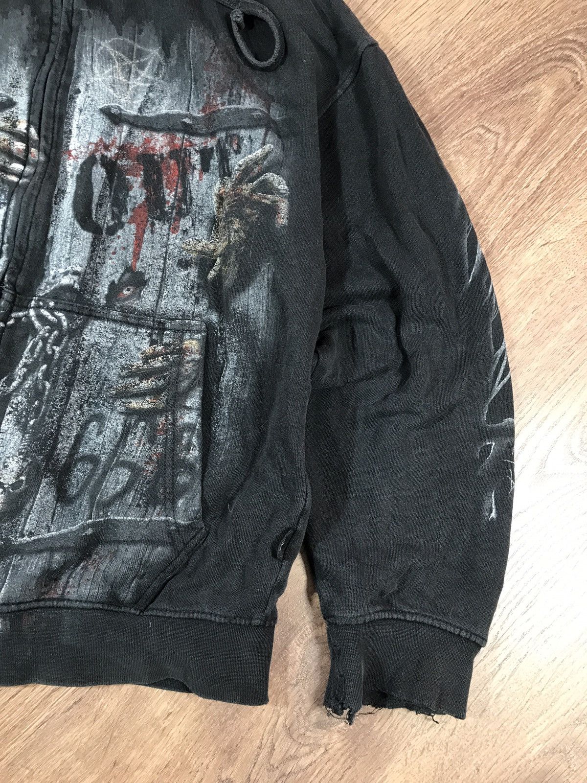 Vintage Vintage Distressed Spiral Zip Hoodie Size L-XL Size US XL / EU 56 / 4 - 5 Thumbnail