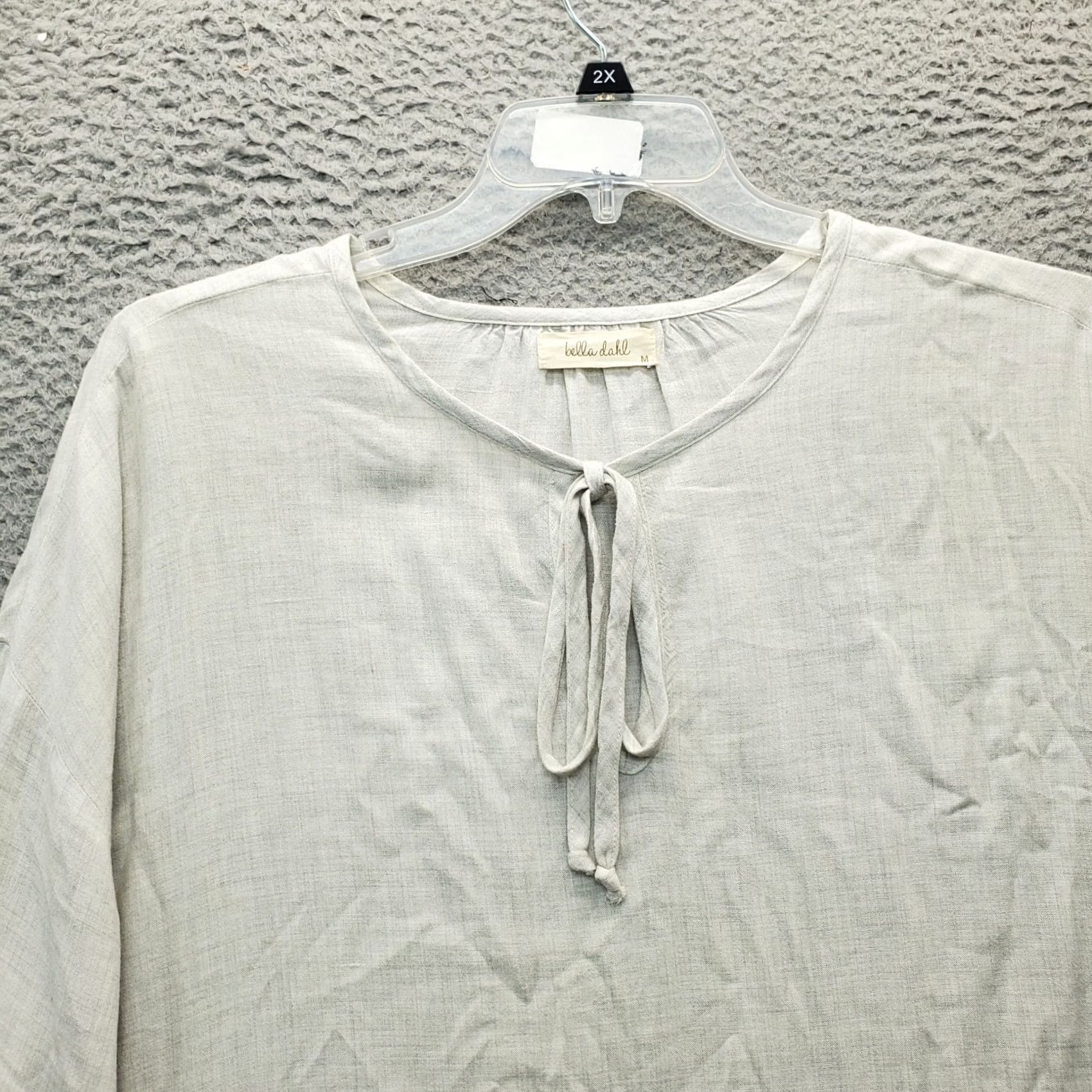 Bell Bella Dahl Blouse Womens M Tan Rayon Long Sleeve Tie Neck Top Shirt Size M / US 6-8 / IT 42-44 - 3 Thumbnail