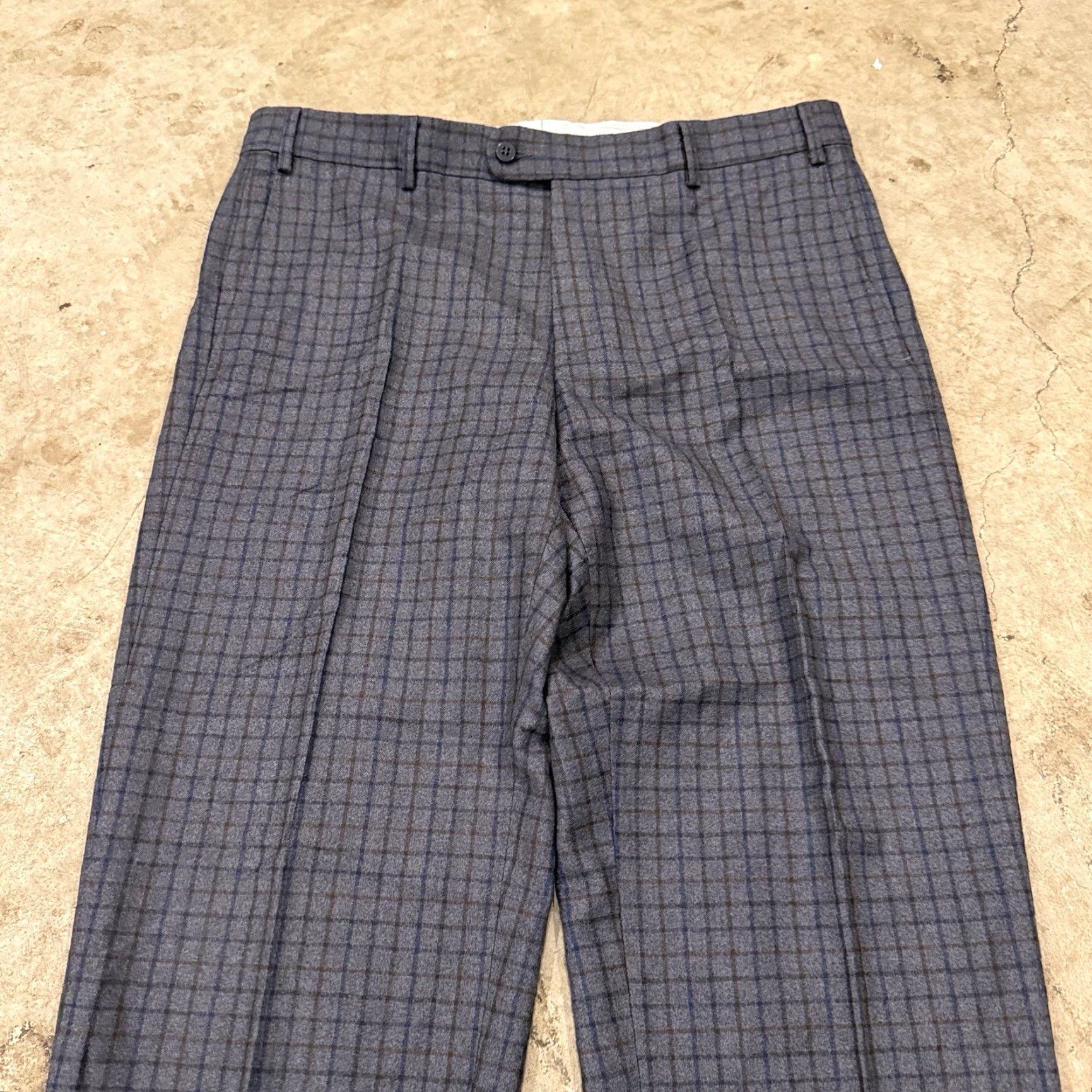 Zanella Zanella Pants Mens 36x29 Gray Plaid Devon Italy Wool Slacks Flat Front Office Size US 36 / EU 52 - 5 Thumbnail