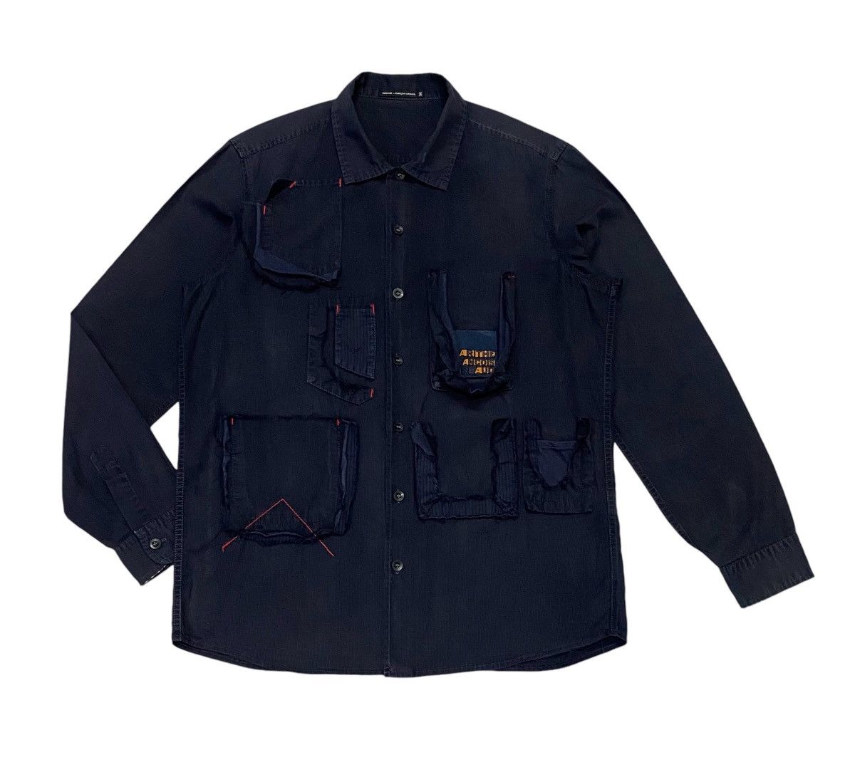 Japanese Brand × Marithe + Francois Girbaud × Vintage Vtg Marithe Francois Girbaud Ripped Pocket Button Ups Shirt Size US M / EU 48-50 / 2 - 3 Thumbnail