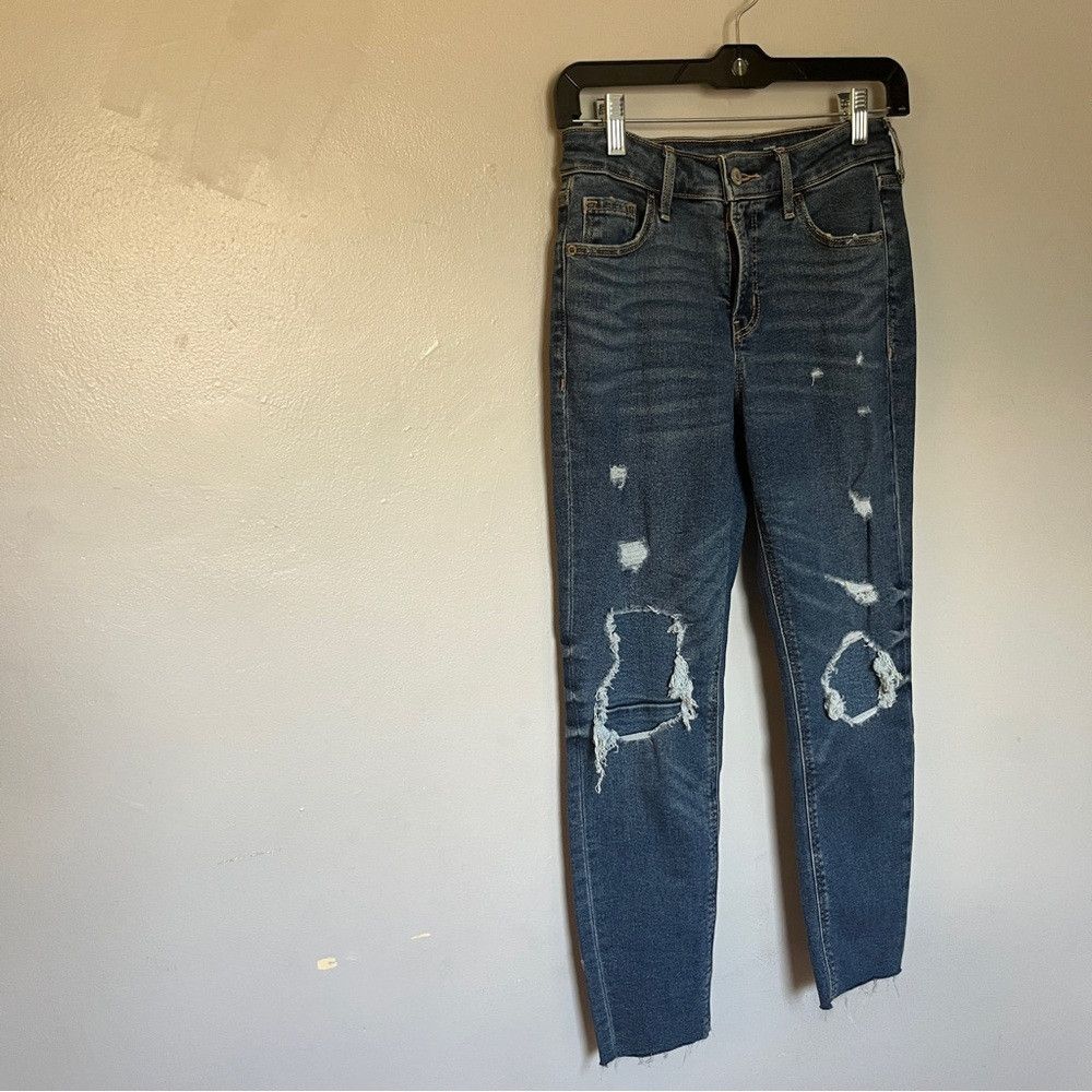 Old Navy Old Navy High Rise Rockstar Super Skinny Jeans Blue XS 2 Size 23" - 2 Thumbnail