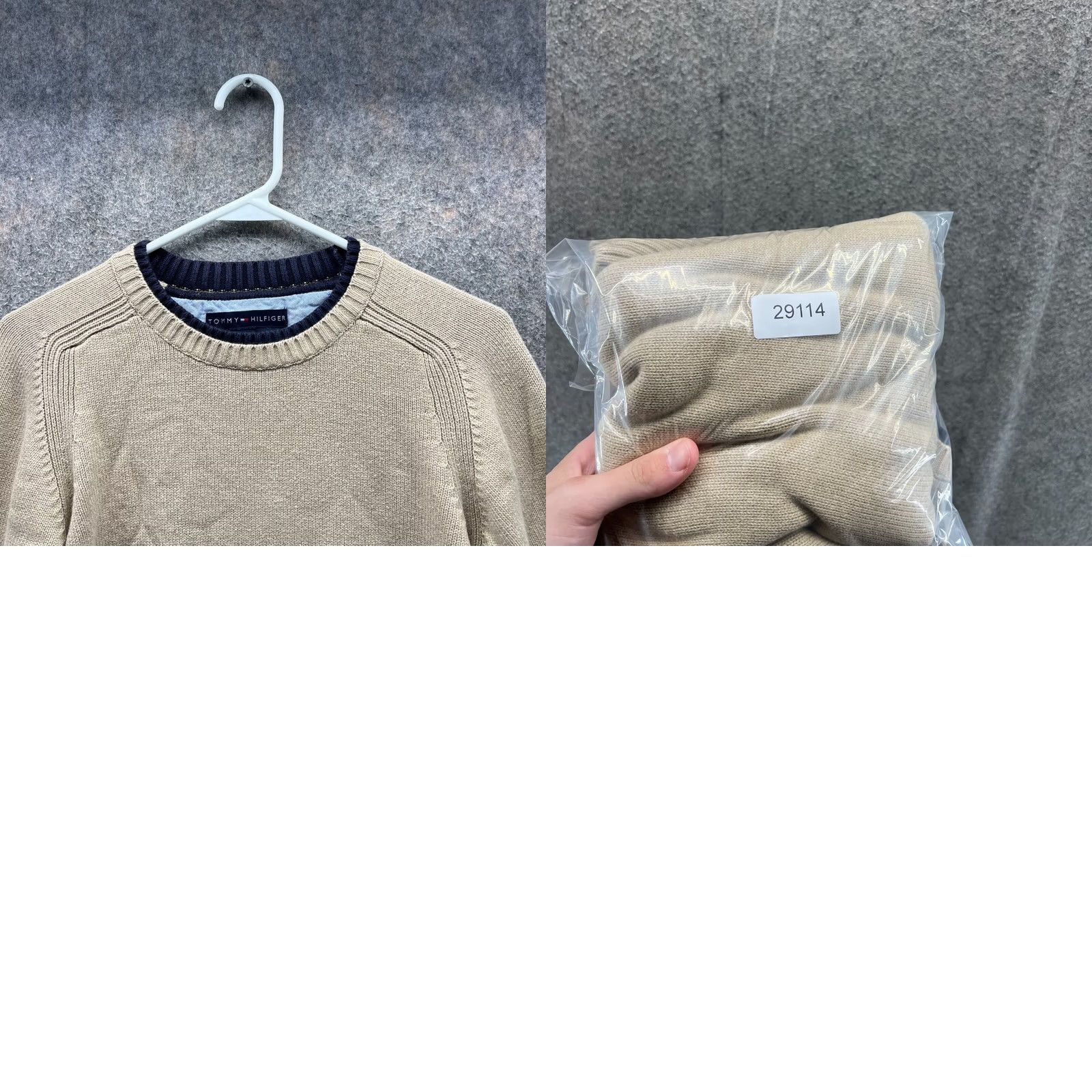 Tommy Hilfiger VINTAGE Tommy Hilfiger Sweater Mens M Khaki Crewneck Fleece Pullover Beige Tan Logo Striped? (Note: Original lacked stripes; adjust to exact terms.) Size US M / EU 48-50 / 2 - 9 Thumbnail