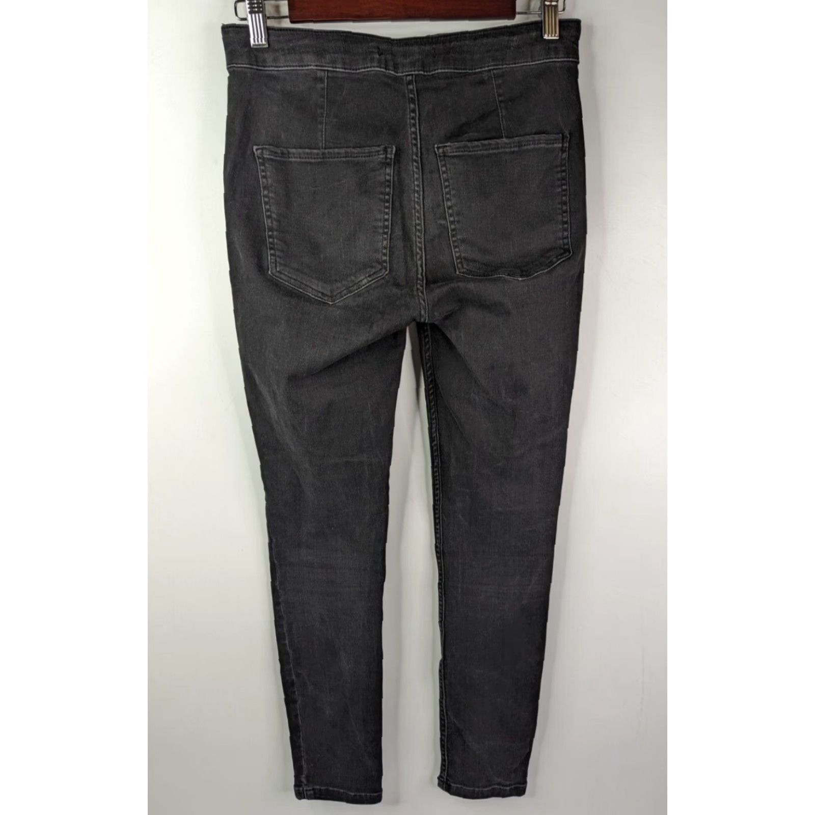 Free People Free People FP Lace Up Front Skinny Jeans Dark Grey High Rise Womens Size 27 Size 27" / US 4 / IT 40 - 4 Thumbnail