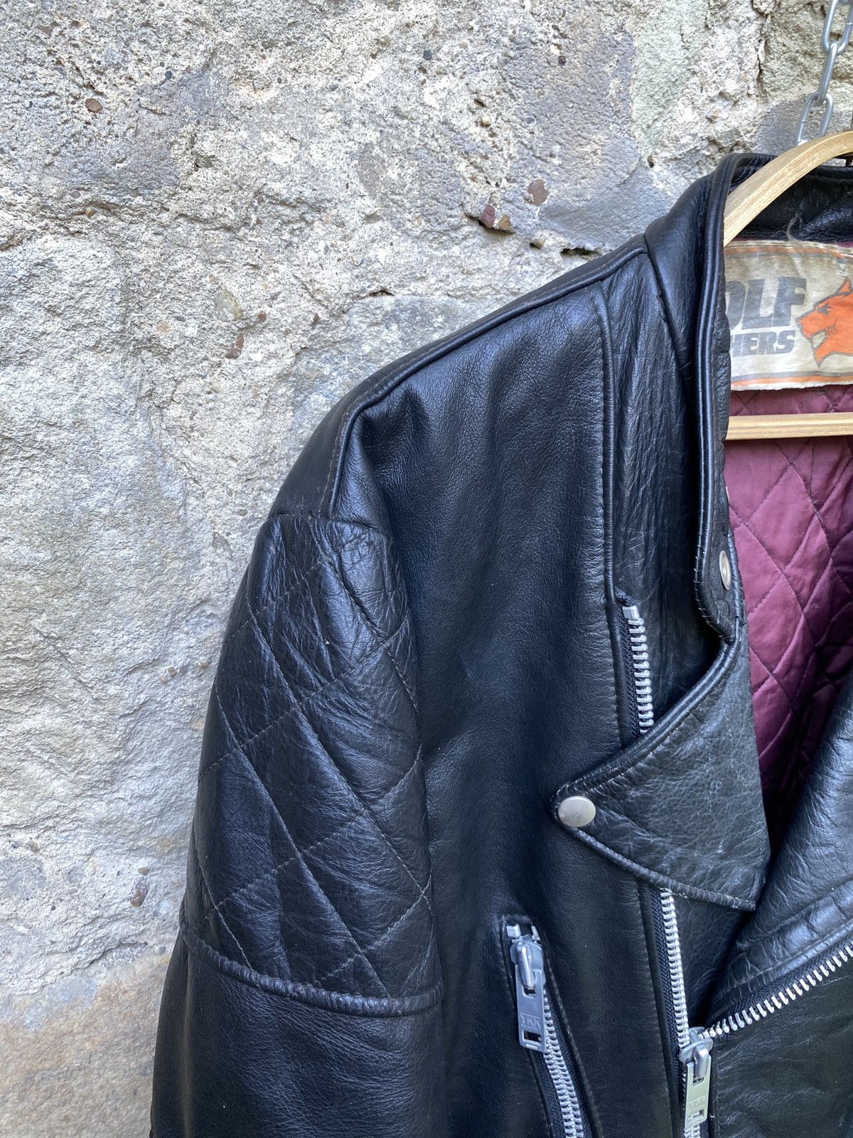 Vintage Rare Vintage 80s Wolf Leathers Biker Jacket Cafe Racer Size US L / EU 52-54 / 3 - 6 Thumbnail