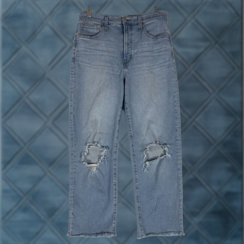 Madewell Madewell The Perfect Vintage Jeans Womens 29 Light Wash Straight Crop 90s Distressed Pockets Cotton Blend Jeans Womens Size 29" - 1 Thumbnail