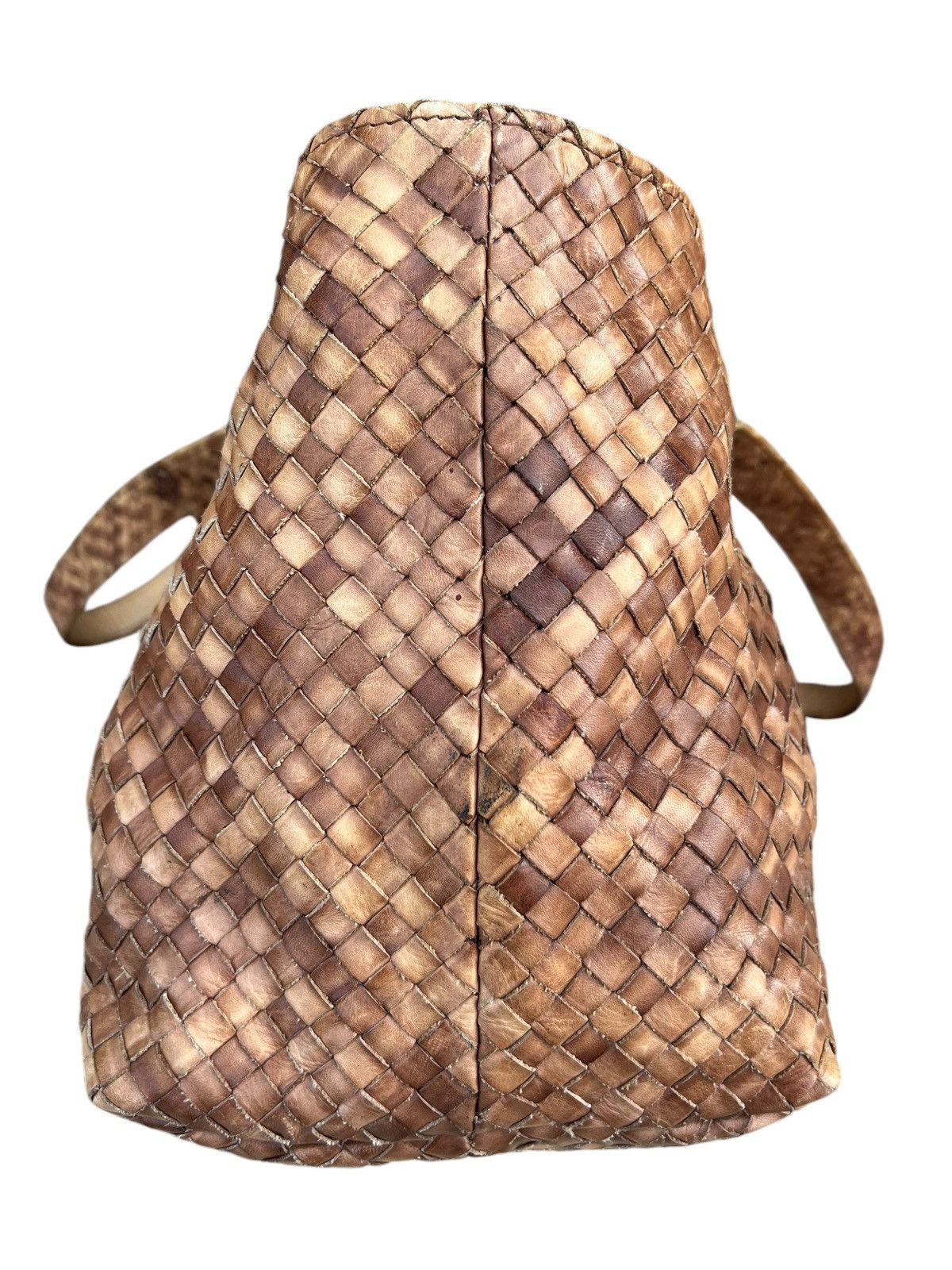 Leather × Vintage Vintage Paolo Masi Fade Patina Leather Intrecciato Tote Bag Size ONE SIZE - 11 Thumbnail