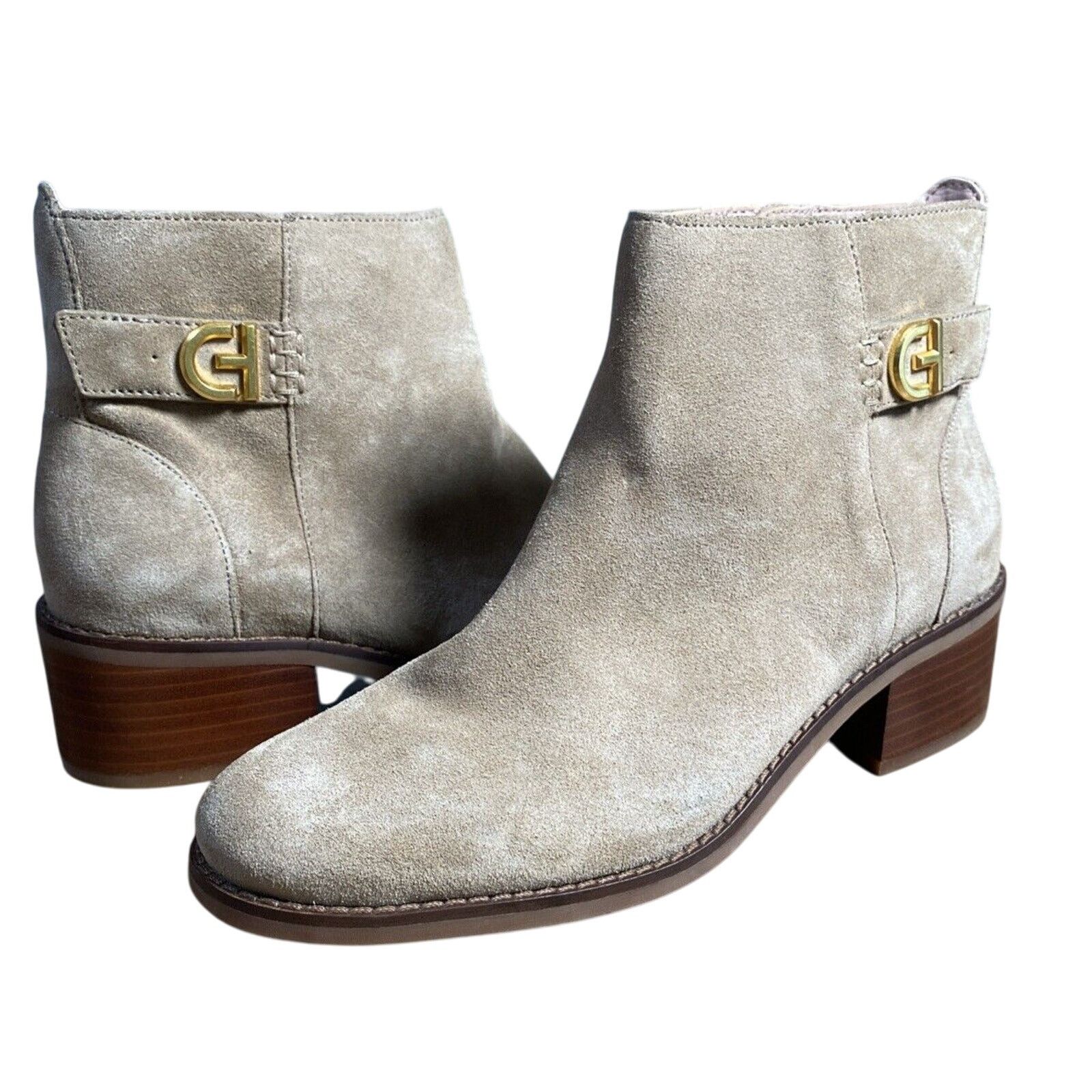 Cole Haan Cole Haan Women Holis Buckle Ankle Boot Latte Suede 6.5B Size US 6.5 / IT 36.5 - 1 Thumbnail