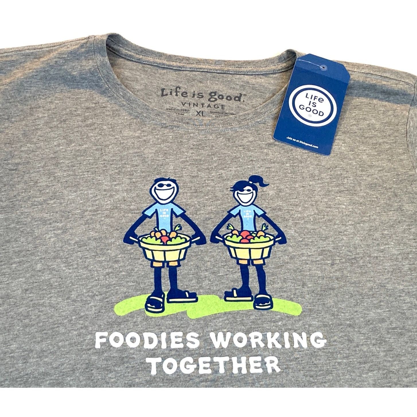 Life is Good Life is Good T-Shirt Gray Foodies Working Together XL NWT Size XL / US 12-14 / IT 48-50 - 2 Thumbnail