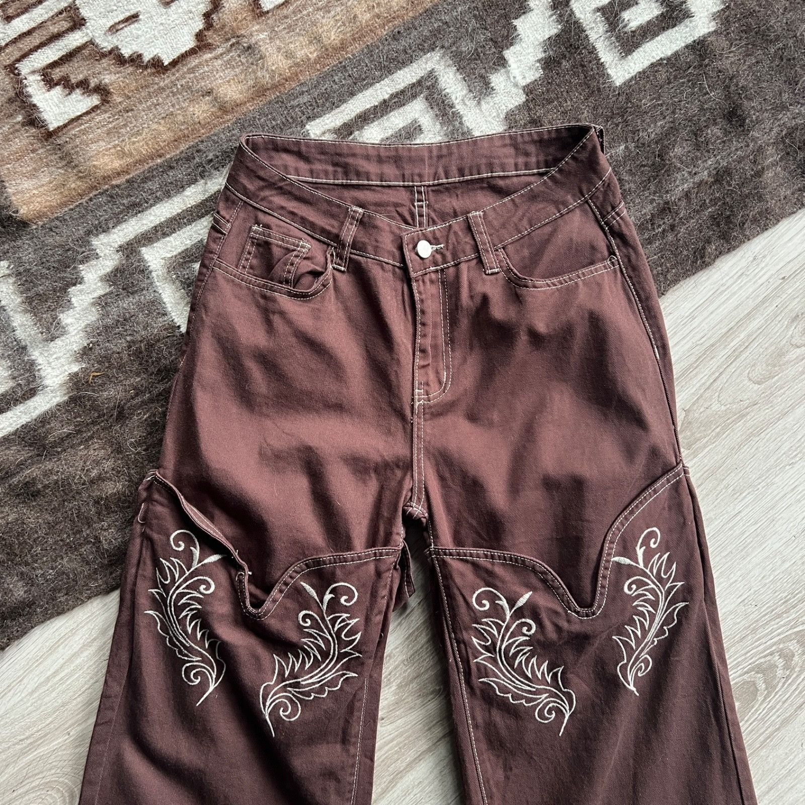 Cowboy Equipment Musera Embroidered Wide Leg Western Y2K Cowboy Jeans 9620AC Size 27" / US 4 / IT 40 - 3 Thumbnail
